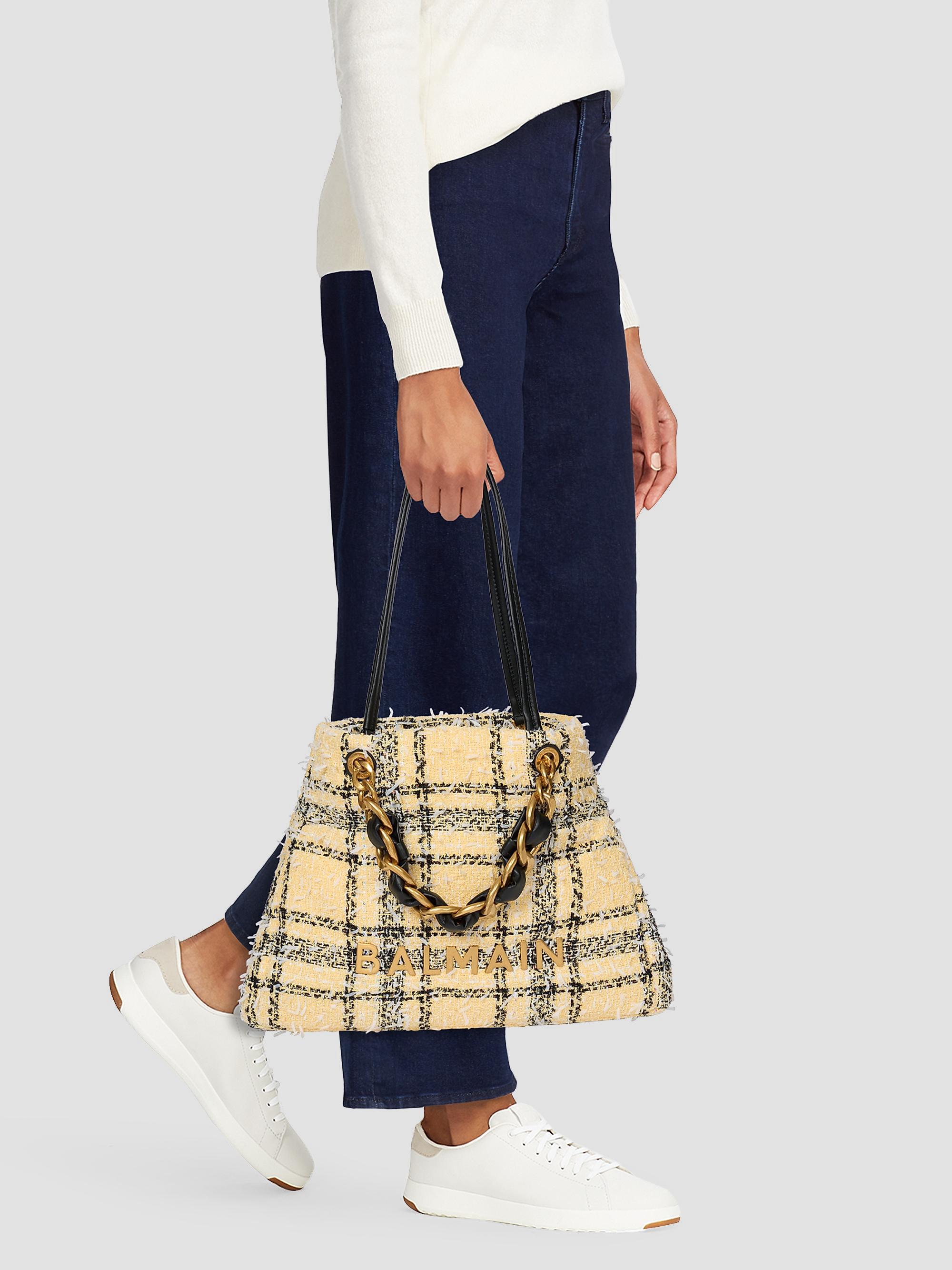 Balmain 1945 Soft Cabas Tweed Tote Bag | Saks Fifth Avenue