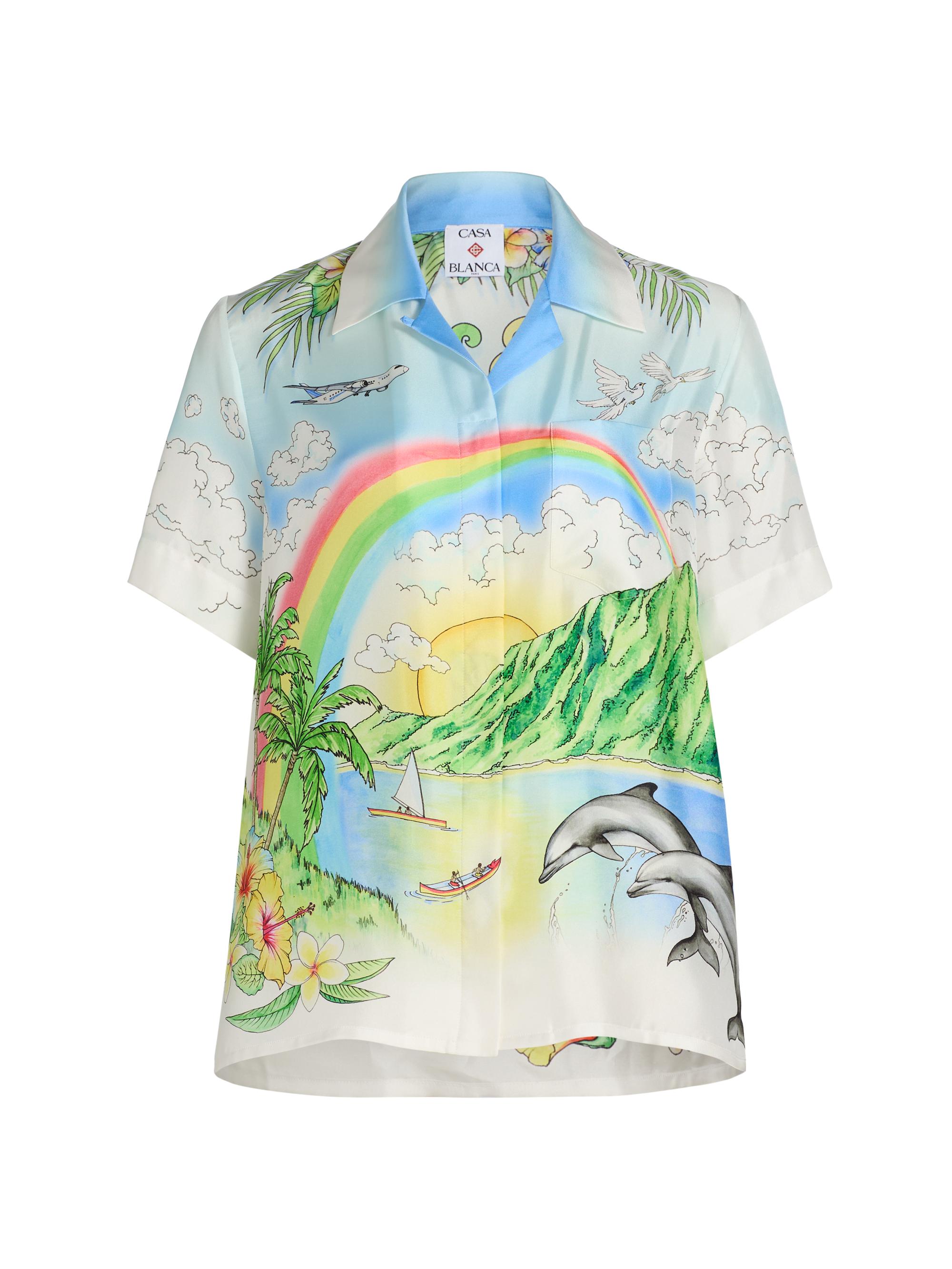 Casablanca Women's Aloha Printed Silk Camp Shirt - Aloha