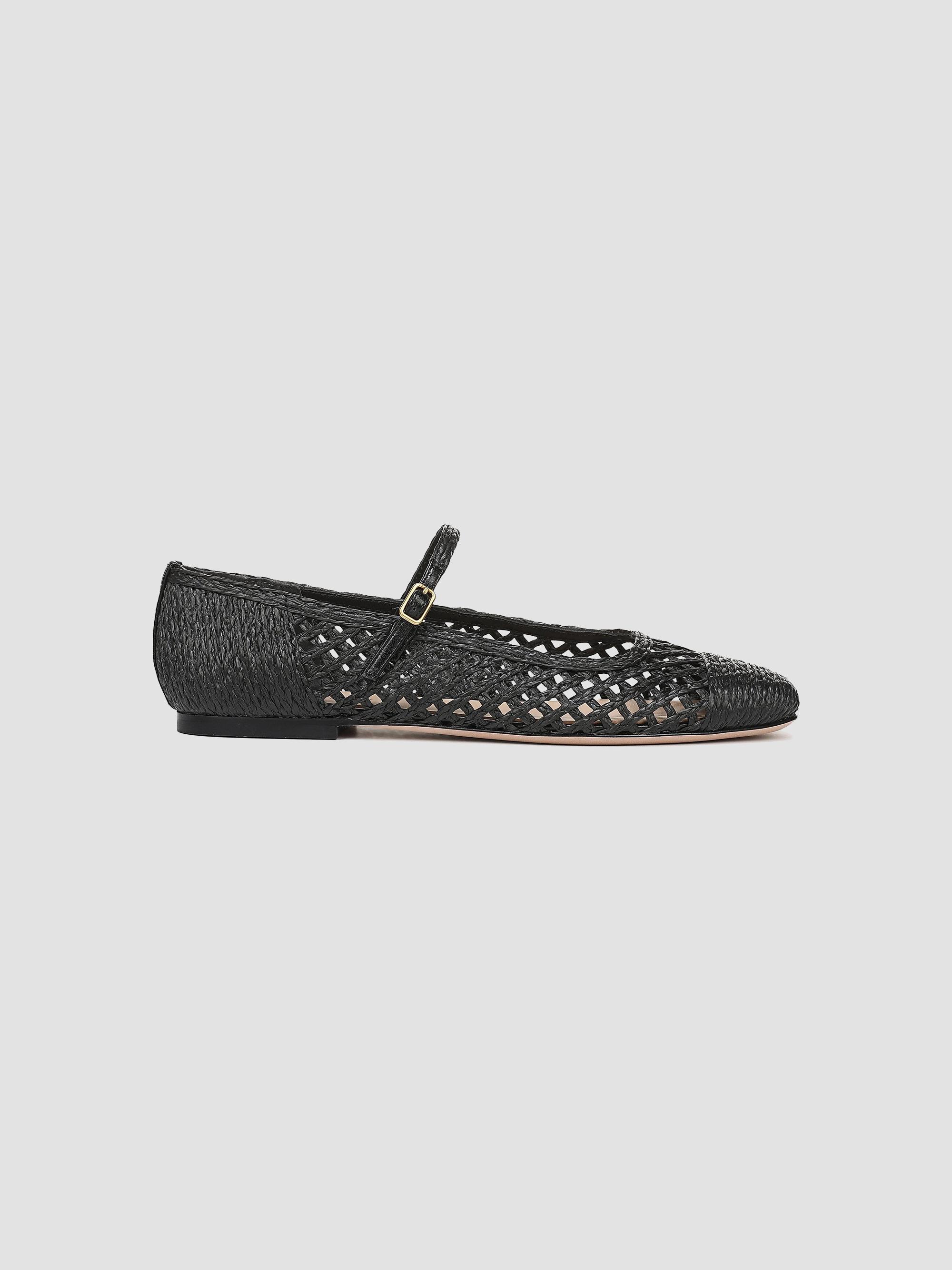 Veronica Beard Women's Ellie Faux Raffia Weave Mary Janes - Black | Thumbnail 5