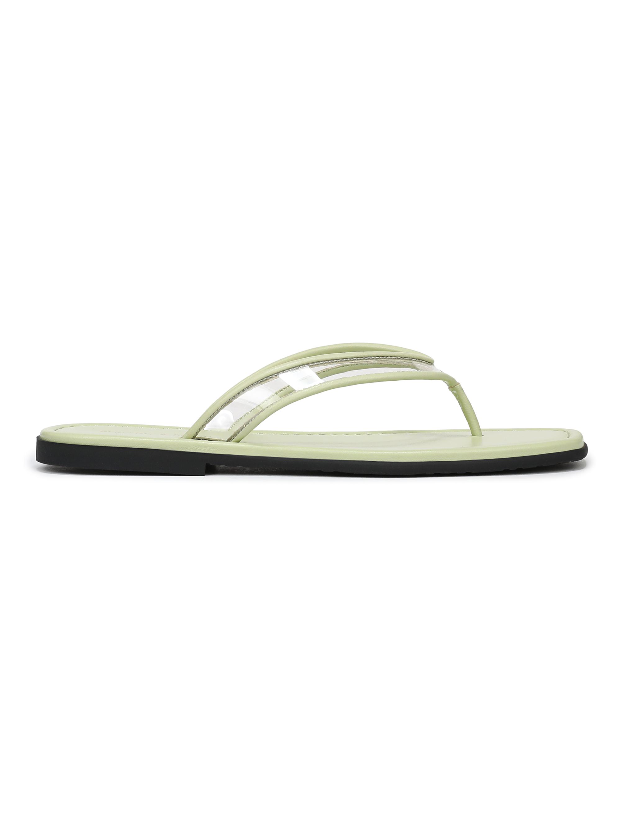 Veronica Beard Women's Clea Leather Flat Sandals - Clear Pistachio Green