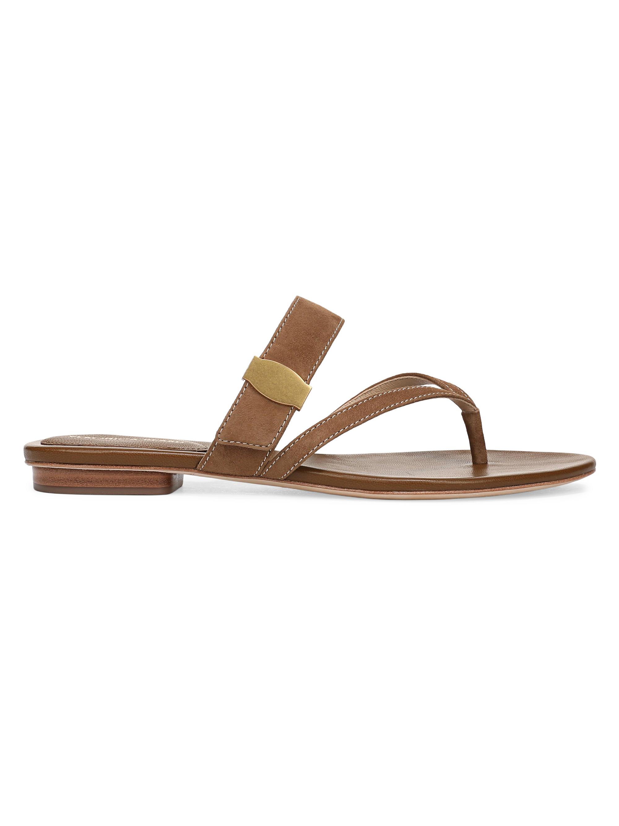Veronica Beard Women's Salva Dash Leather Sandals - Chestnut
