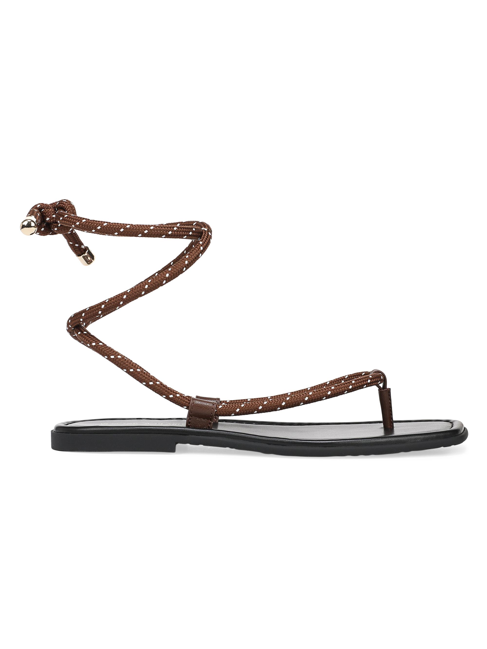 Veronica Beard Women's Carmina Corded Leather Flat Sandals - Cedar Coconut