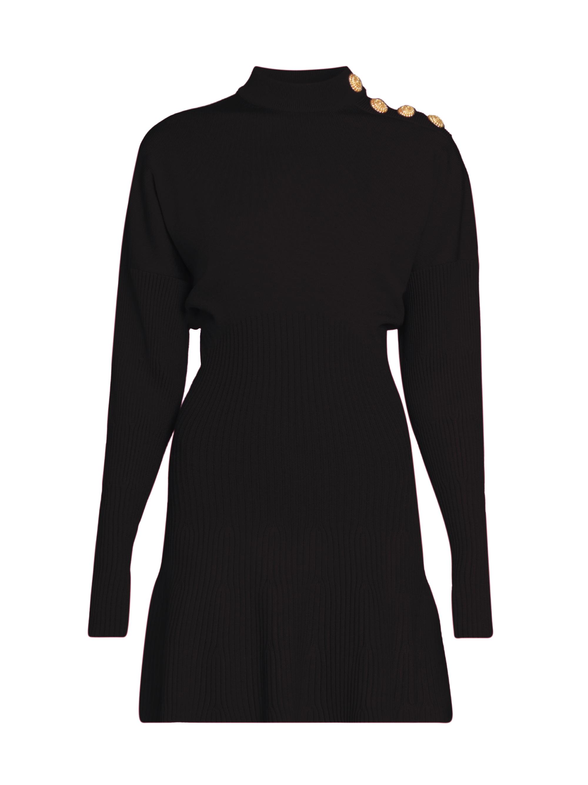 Balmain Women's Mock Turtleneck A-Line Minidress - Noir