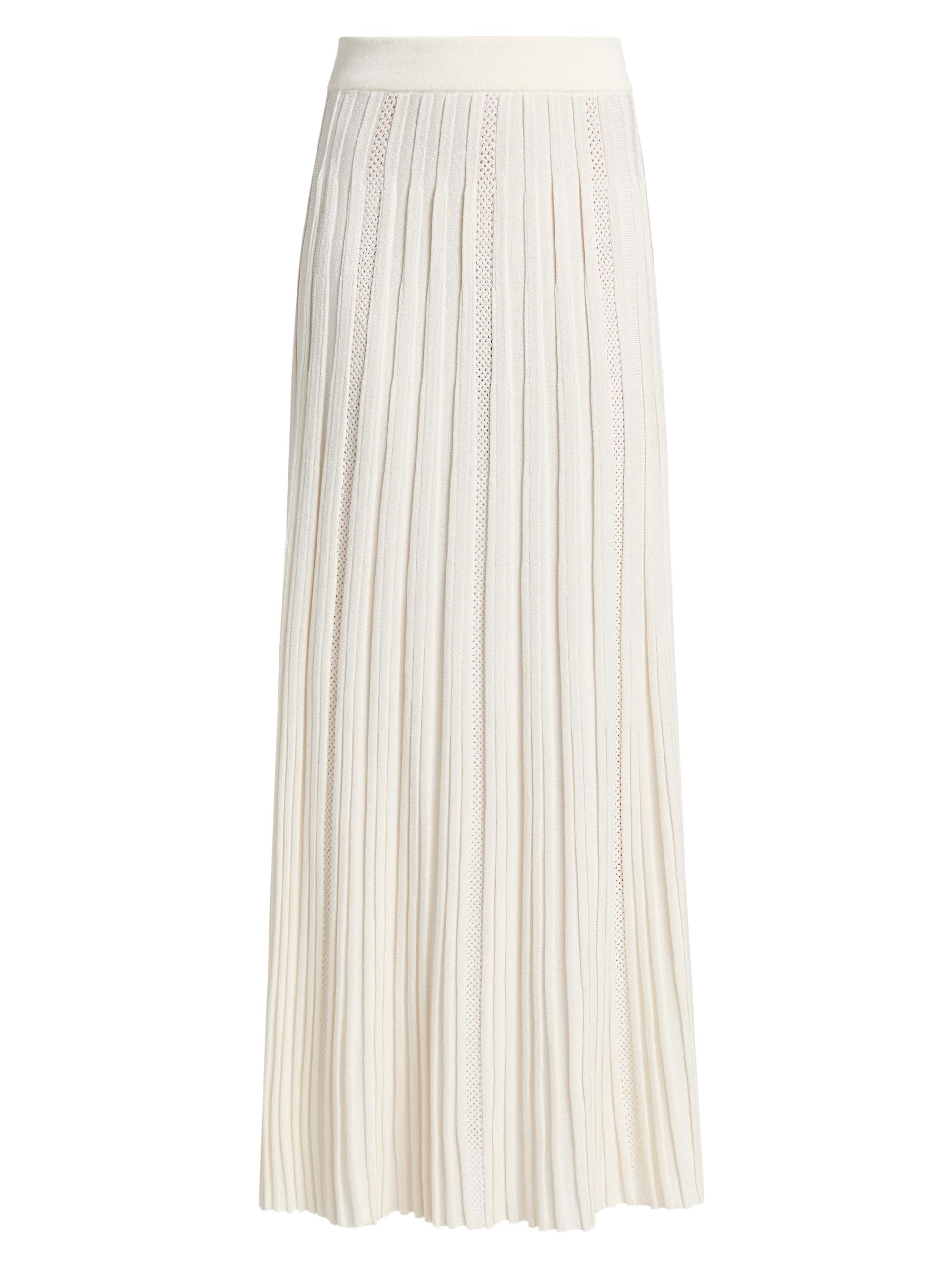 Balmain Women's Pleated Knit Maxi Skirt - Naturel