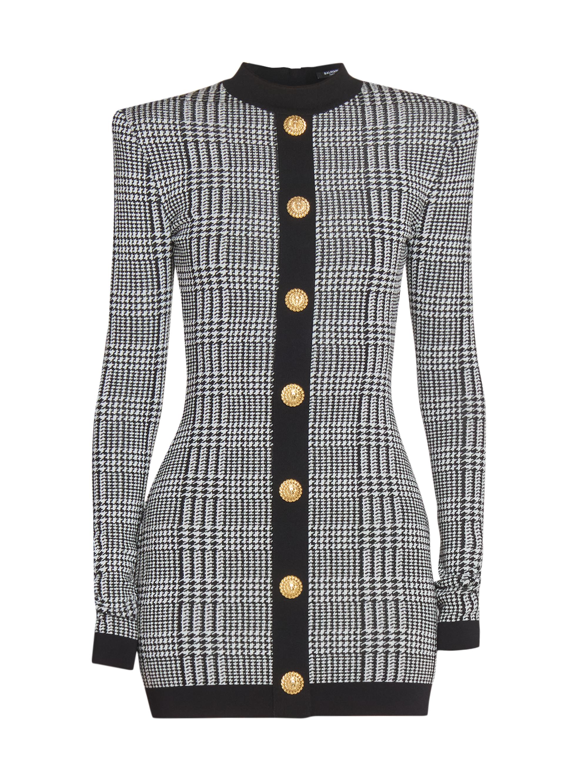 Balmain Women's Prince of Wales Check Body-Con Minidress - Noir Naturel