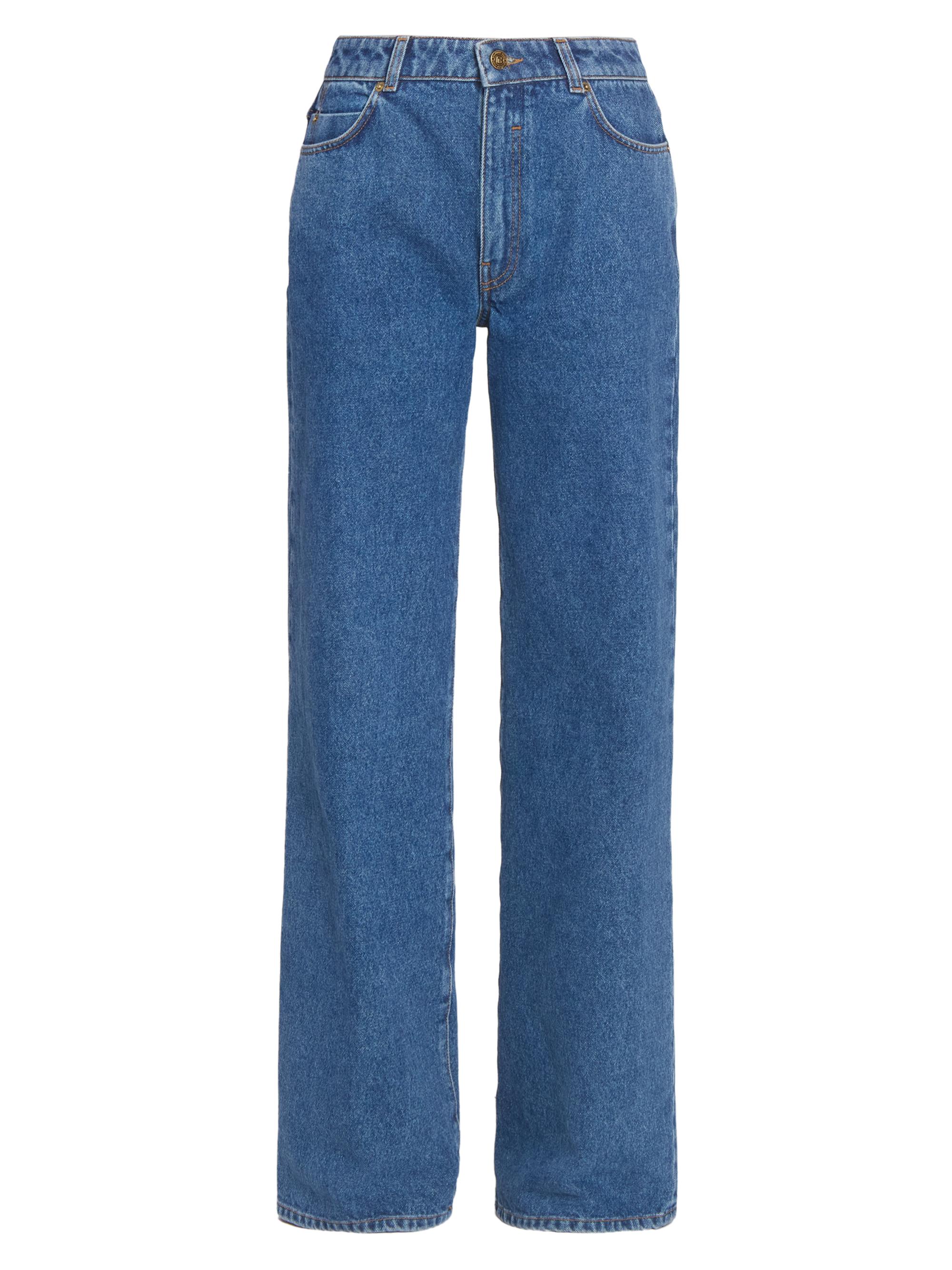 Balmain Women's Tailored High-Rise Straight-Leg Jeans - Bleu Jean Fonce