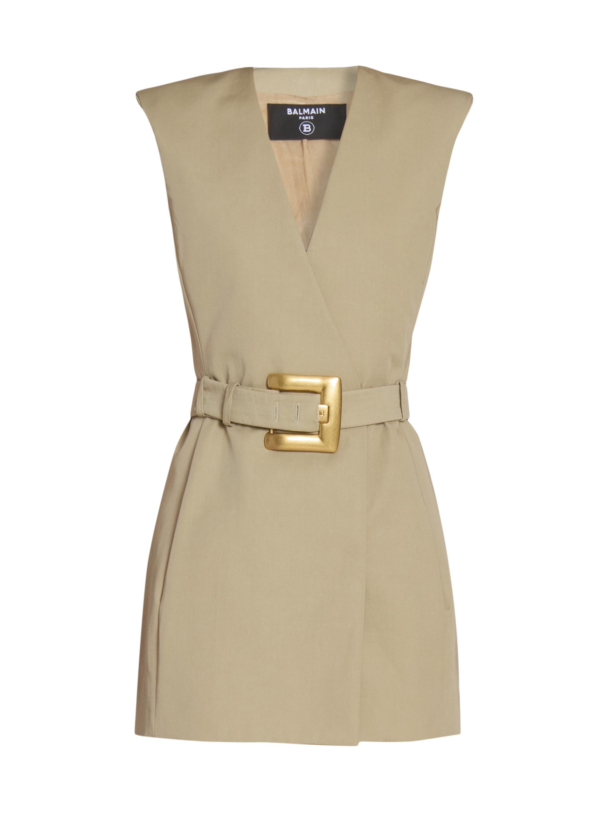Balmain Women's Gabardine Cotton Belted Minidress - Sable