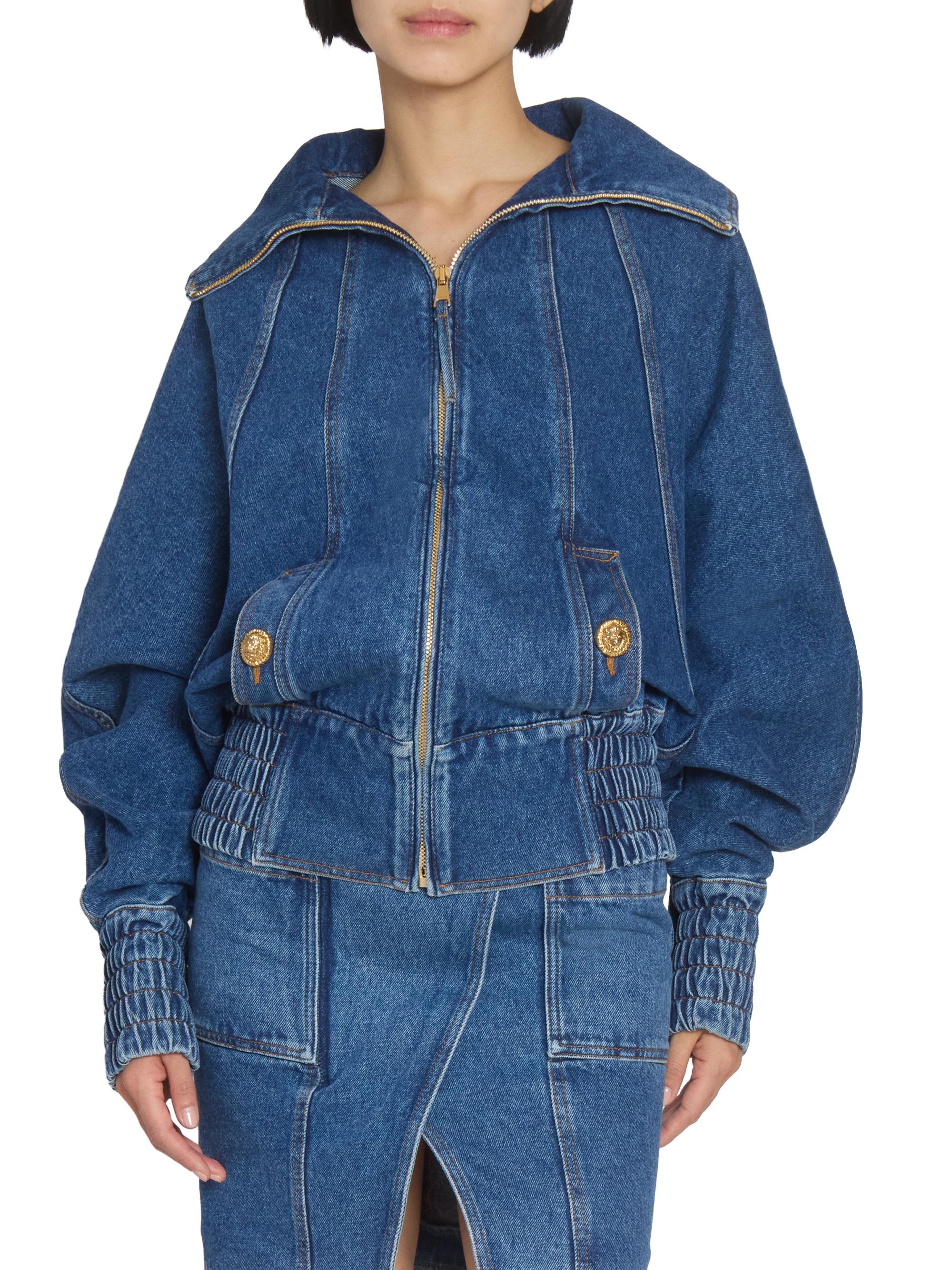 Seamed Denim Bomber Jacket