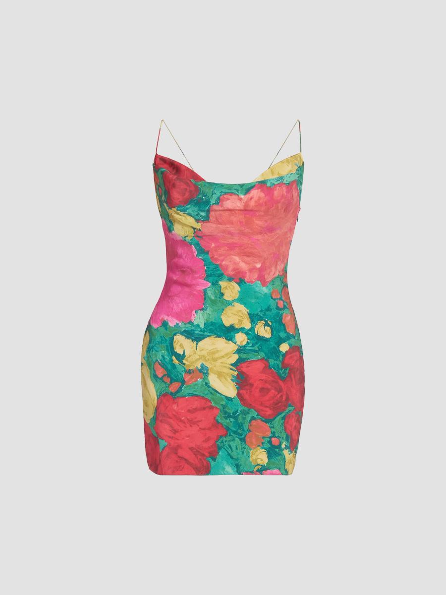 Balmain Rose-Print Silk Minidress | Saks Fifth Avenue