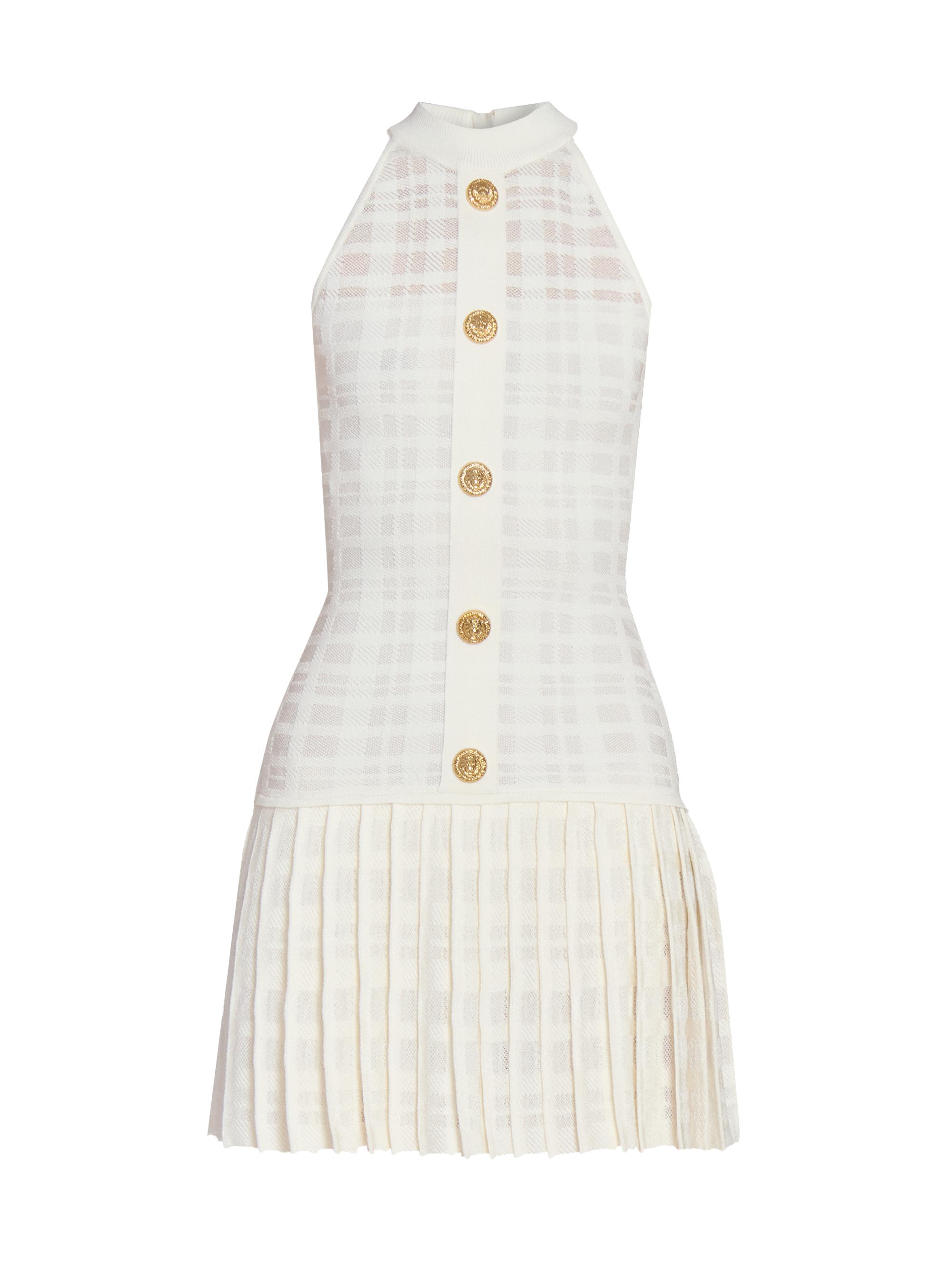 Balmain Women's Tartan Flared Minidress - Naturel