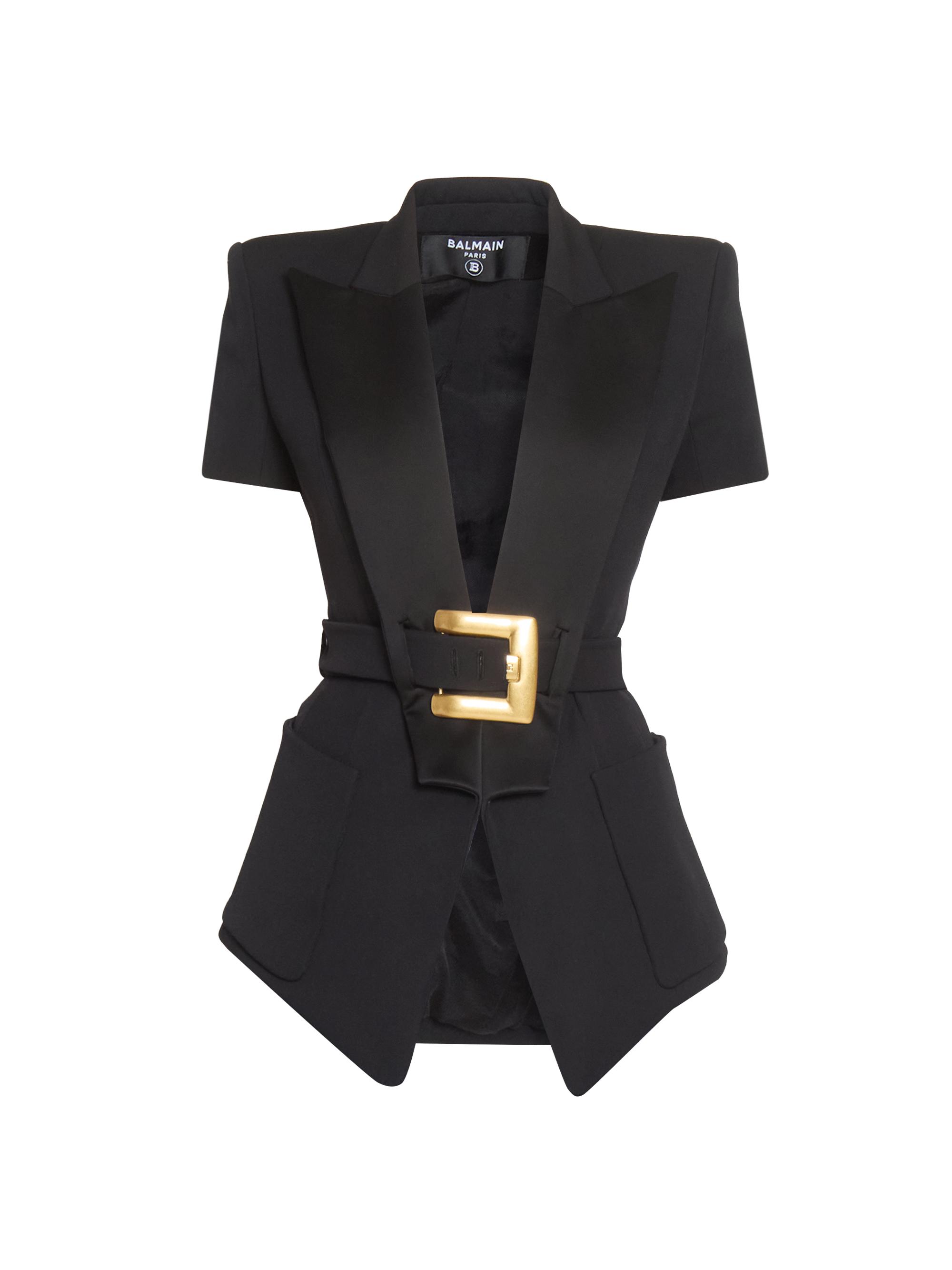 Balmain Women's Grain De Poudre Belted Virgin Wool Jacket - Noir