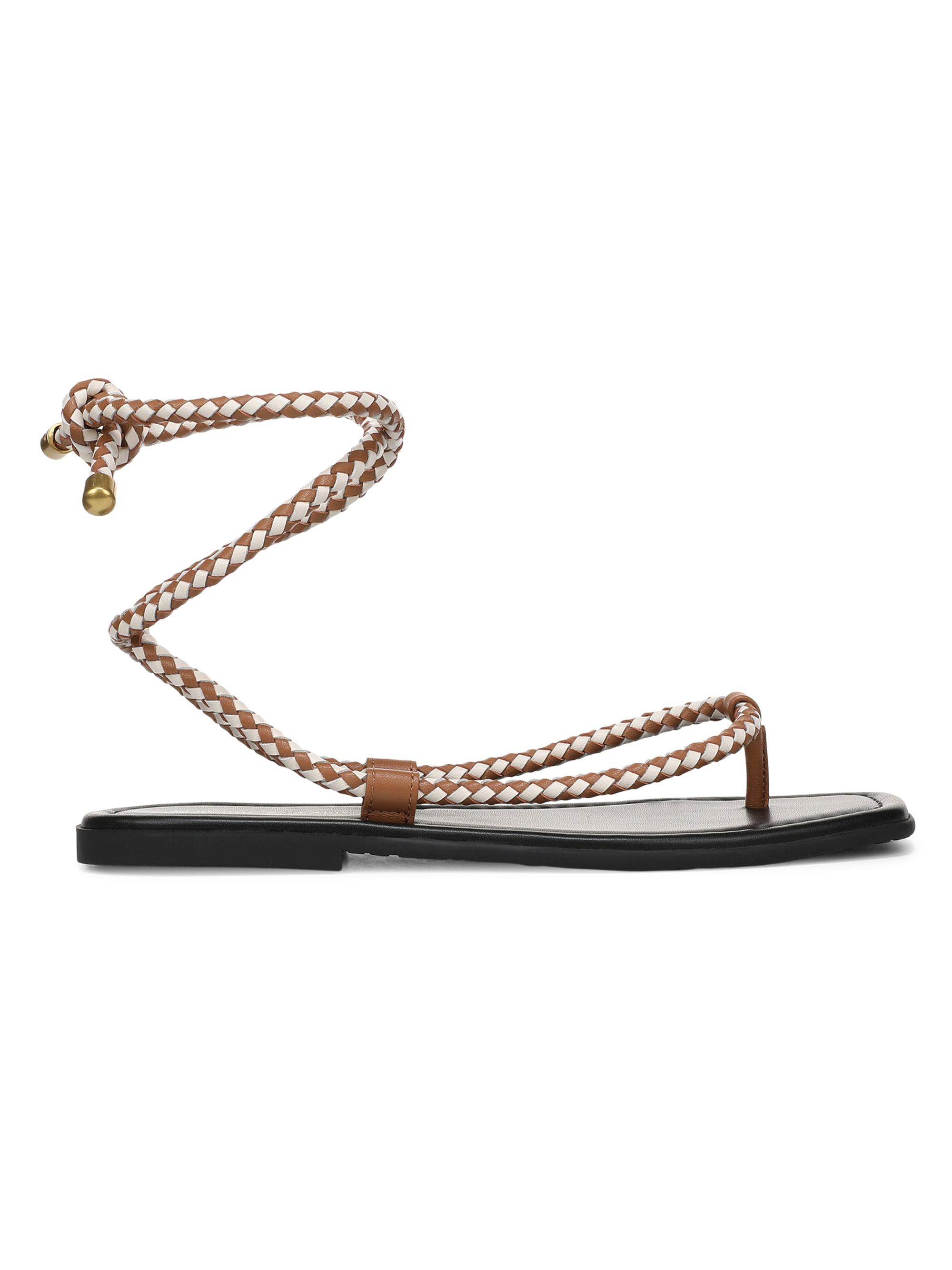Veronica Beard Women's Carmina Woven Cord Ankle-Wrap Sandals - Hazelwood Ecru