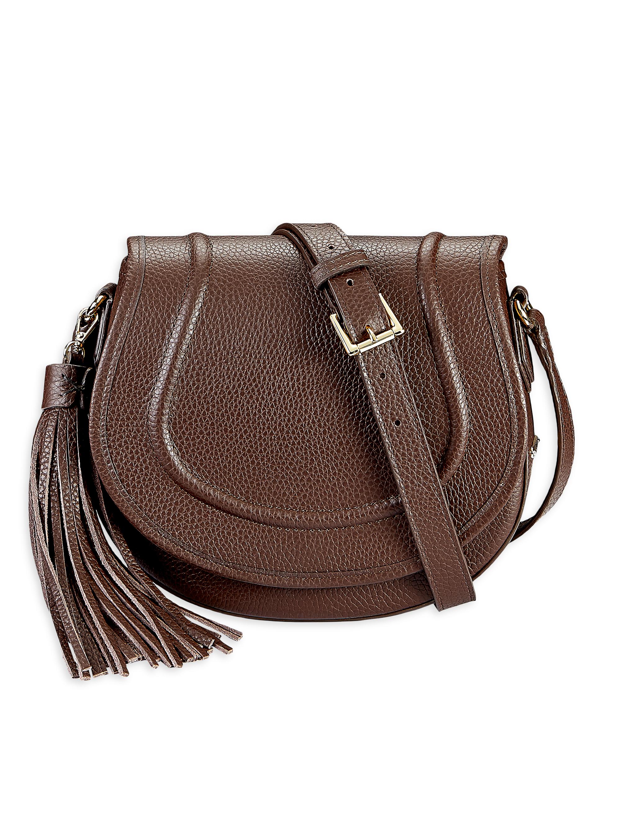 GiGi New York Women's Jenni Pebbled Leather Saddle Bag - Brown | Thumbnail 6