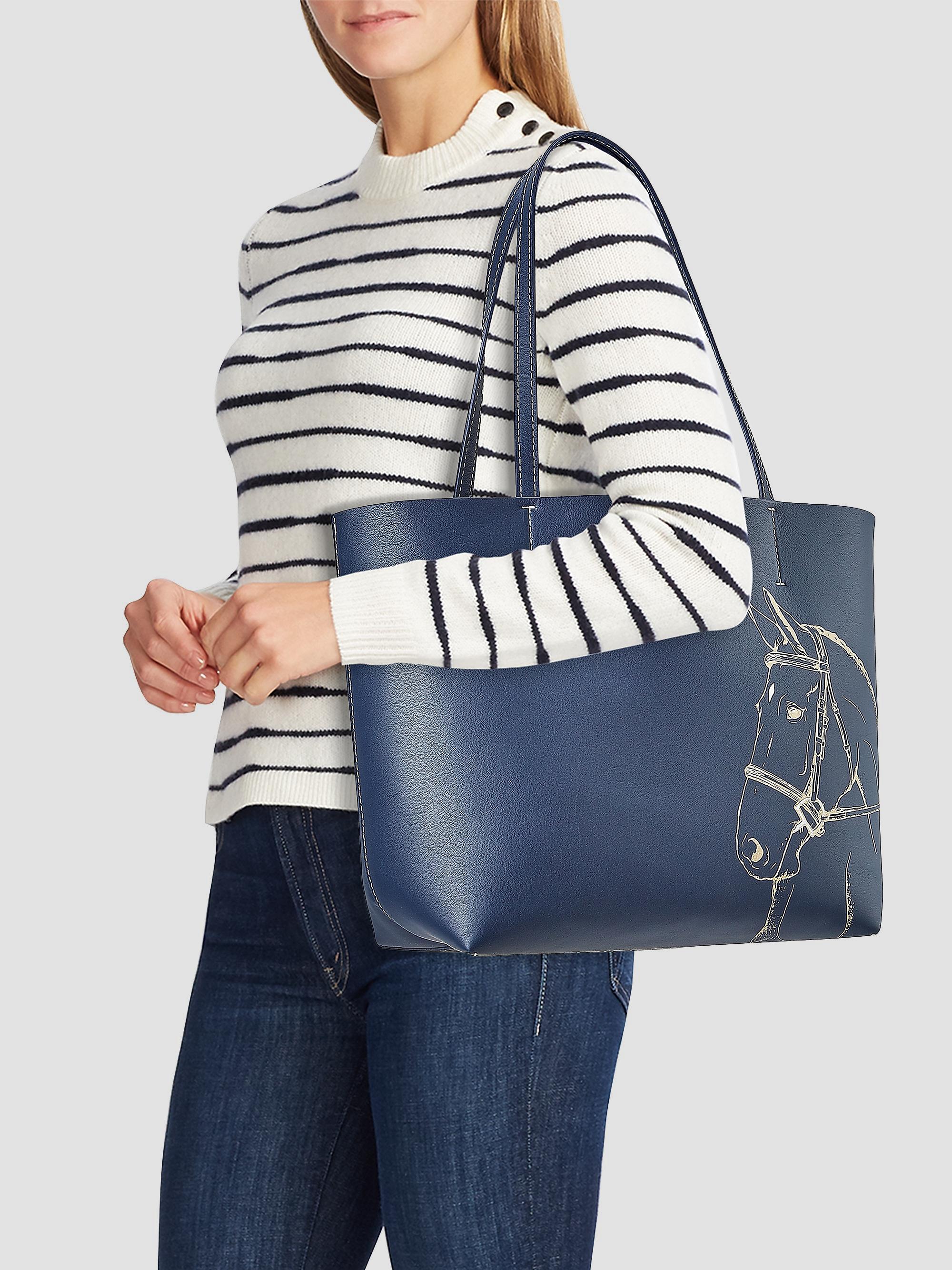 GiGi New York Women's Melissa Bamber x  Hunter Horse-Embossed Leather Tote Bag - Navy | Thumbnail 2