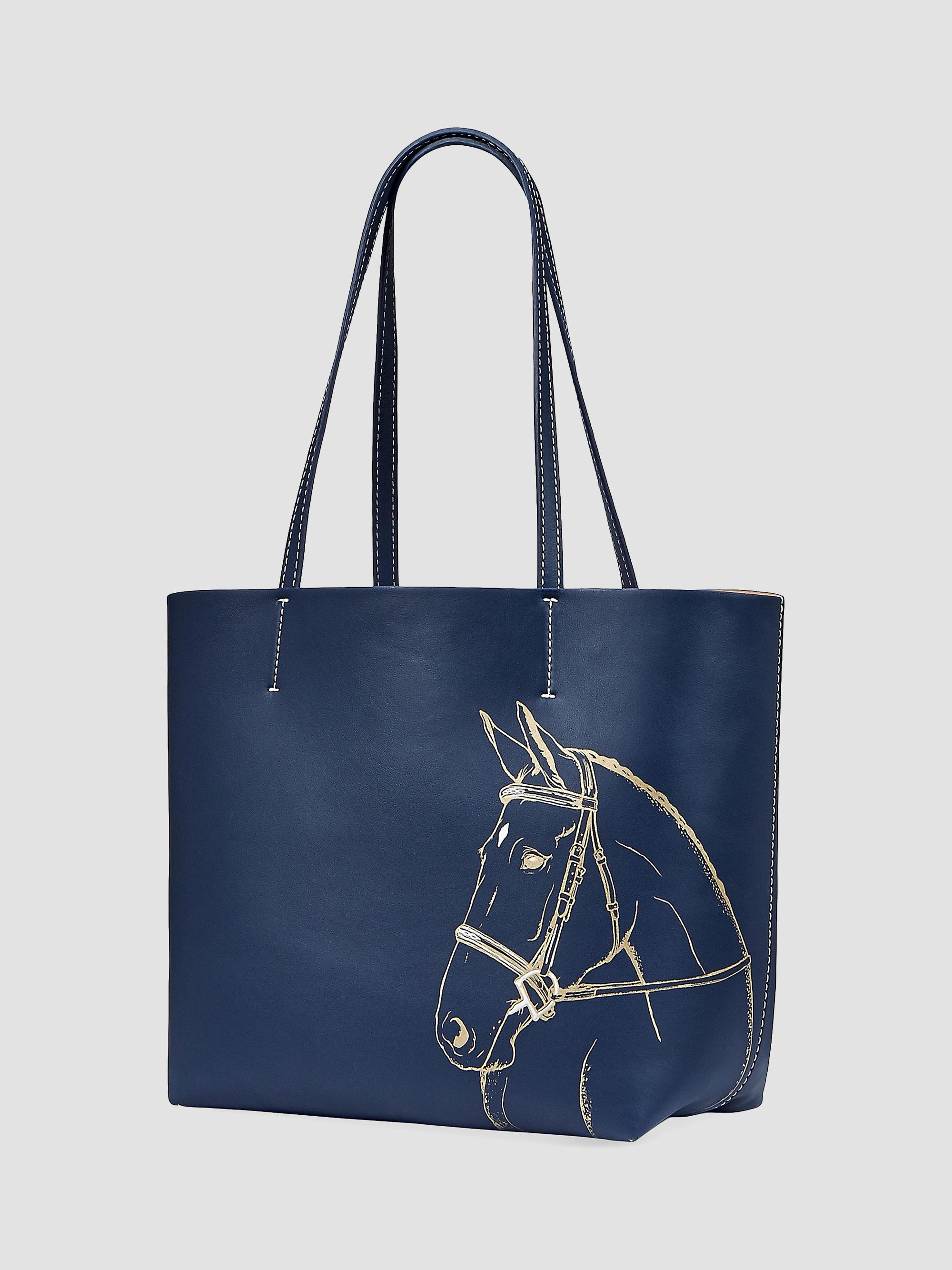 GiGi New York Women's Melissa Bamber x  Hunter Horse-Embossed Leather Tote Bag - Navy | Thumbnail 4
