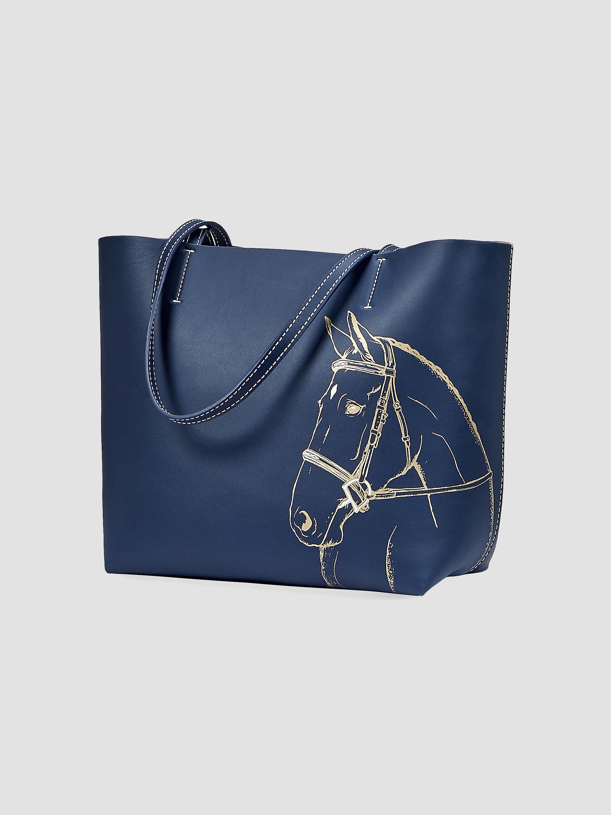GiGi New York Women's Melissa Bamber x  Hunter Horse-Embossed Leather Tote Bag - Navy | Thumbnail 5