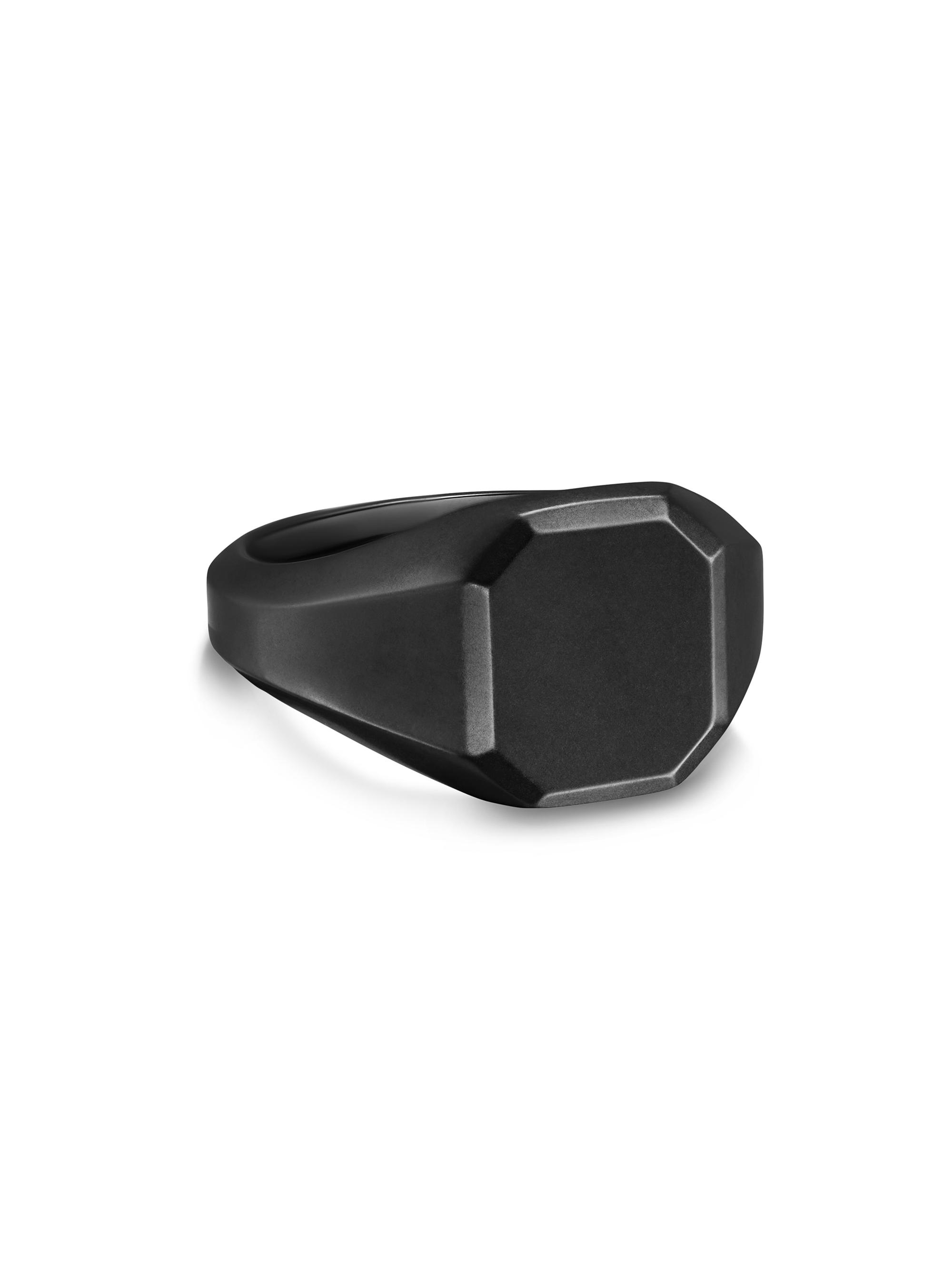 David Yurman Men's Streamline Signet Ring in Black Titanium, 14MM - Black