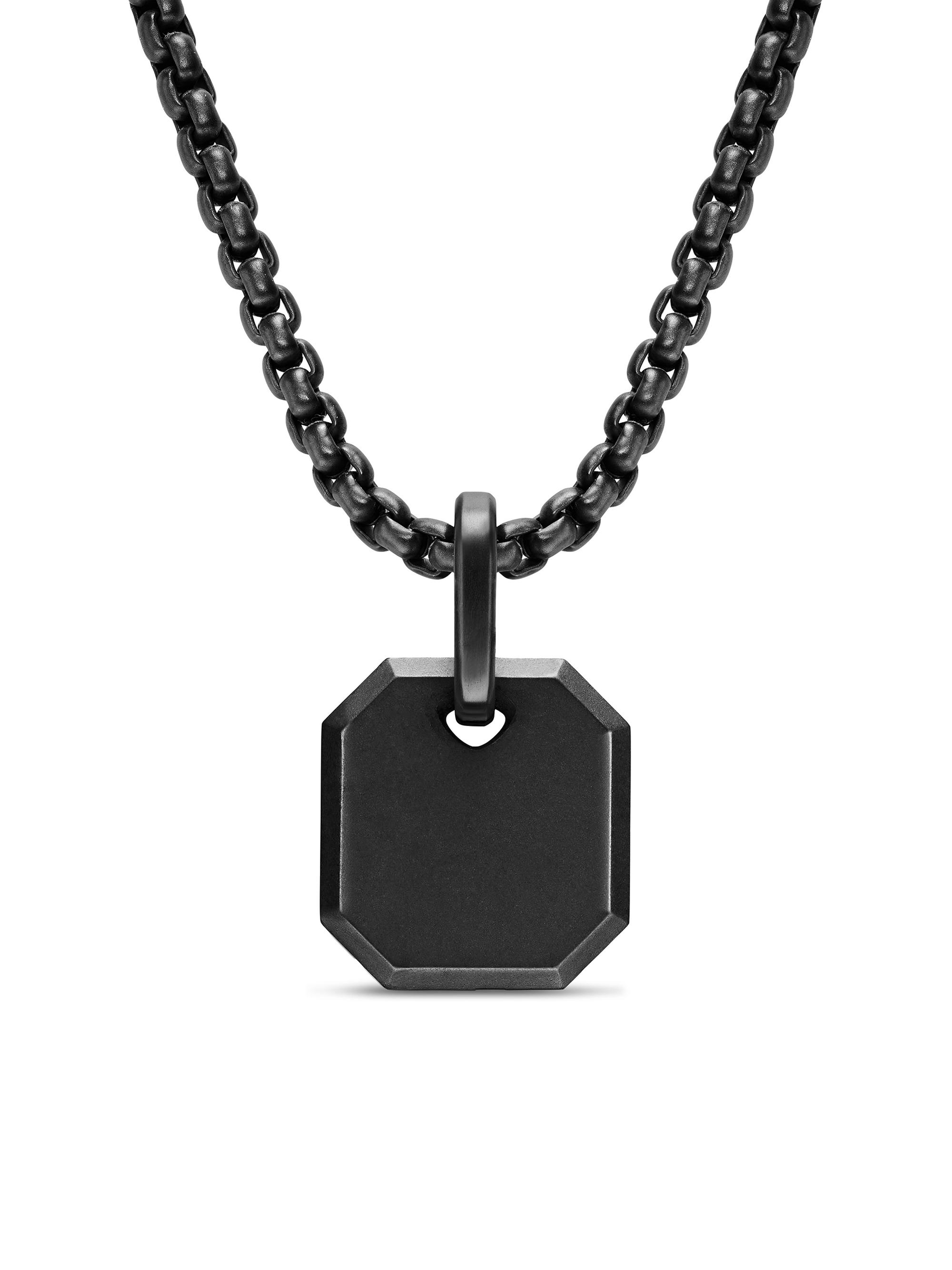 David Yurman Men's Octagonal Amulet in Black Titanium, 15MM - Black