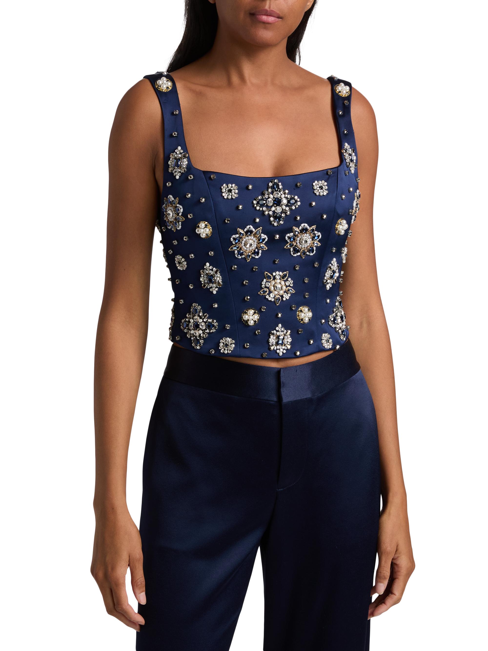ALICE + OLIVIA Lilianna Embellished Corset Top | Saks Fifth Avenue