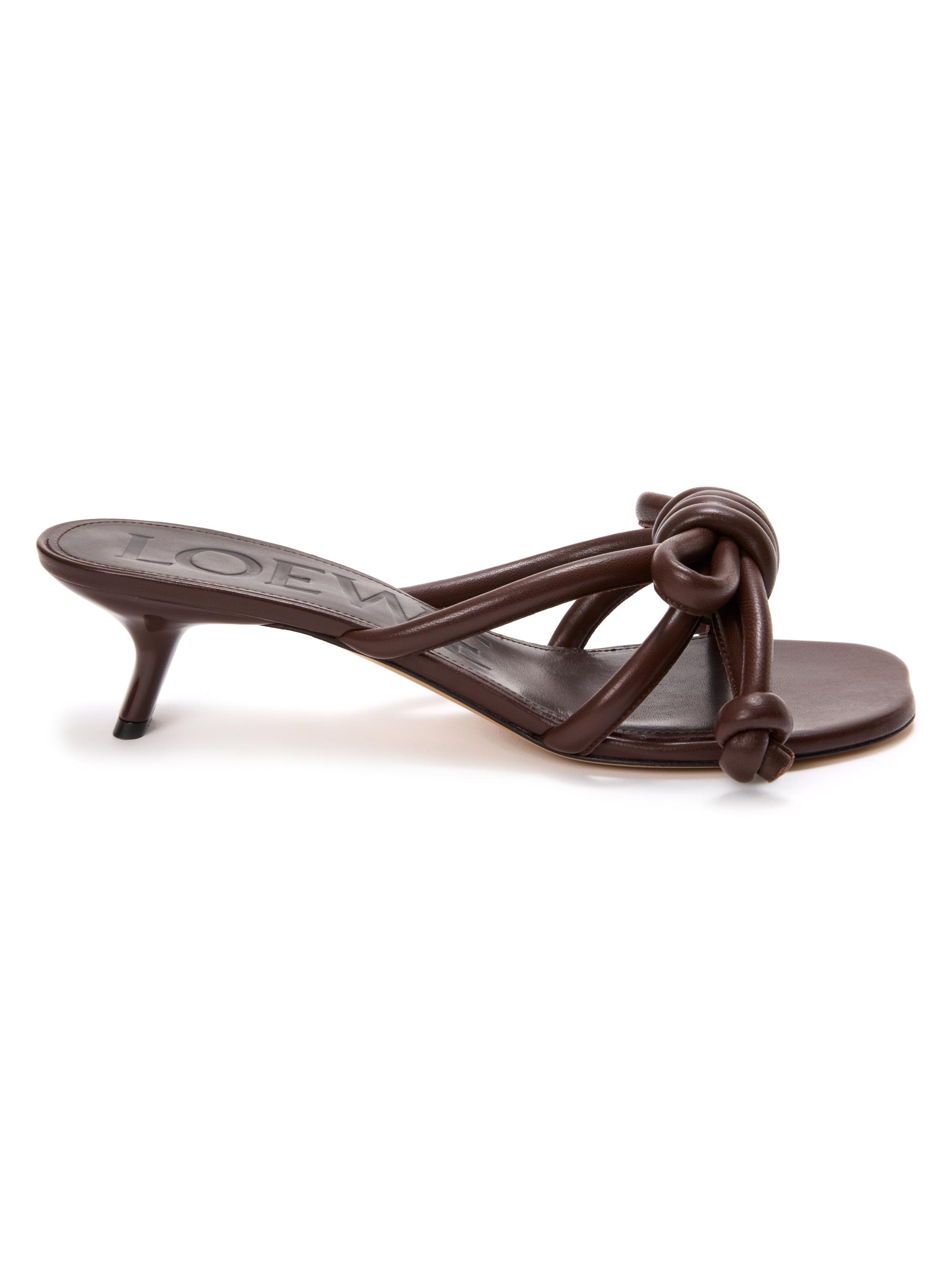 LOEWE Women's Flamenco 45MM Knotted Leather Sandals - Dark Brownie
