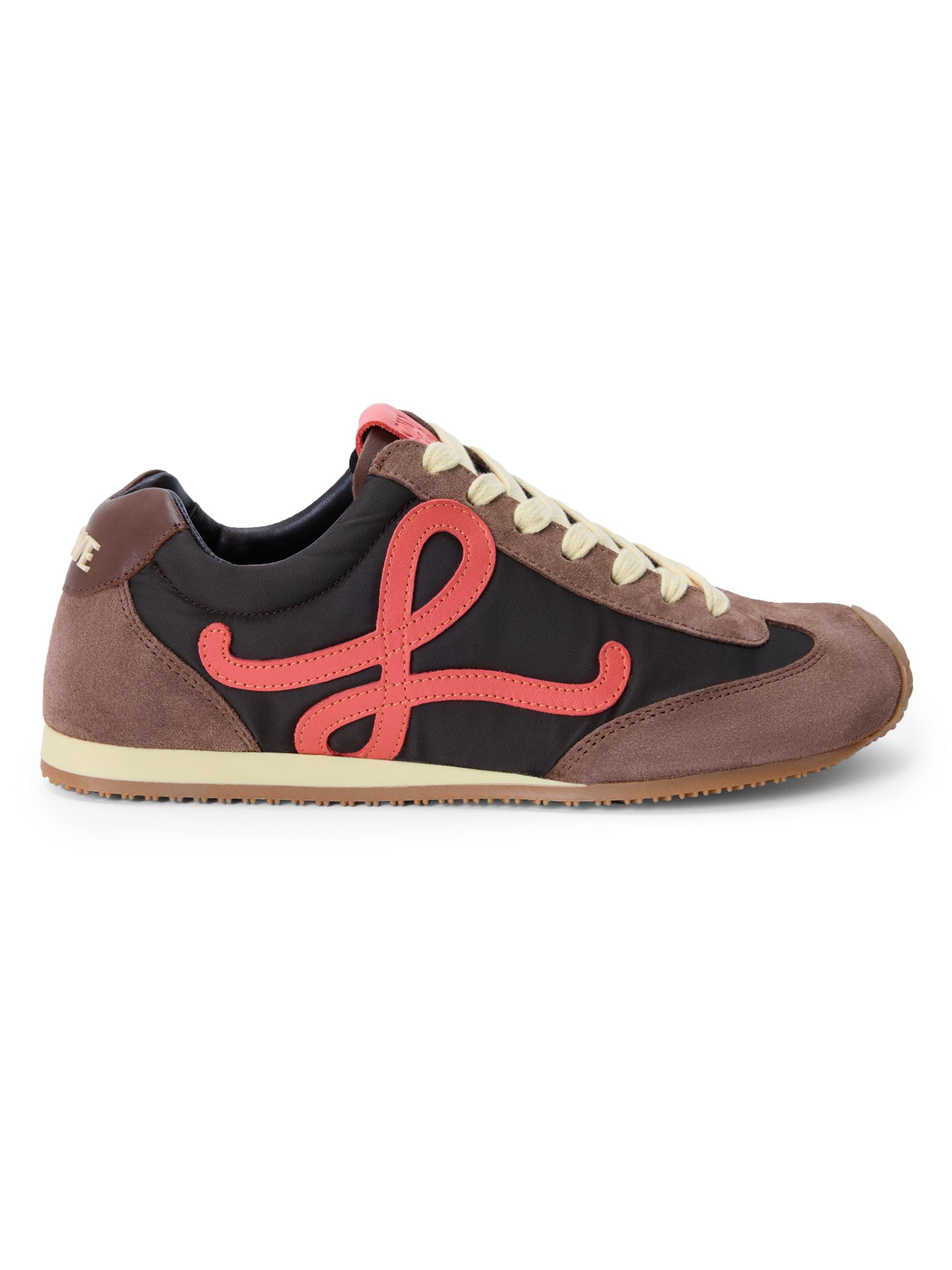 LOEWE Women's Ballet Runner 2.0 Suede Sneakers - Chocolate Coral Yellow