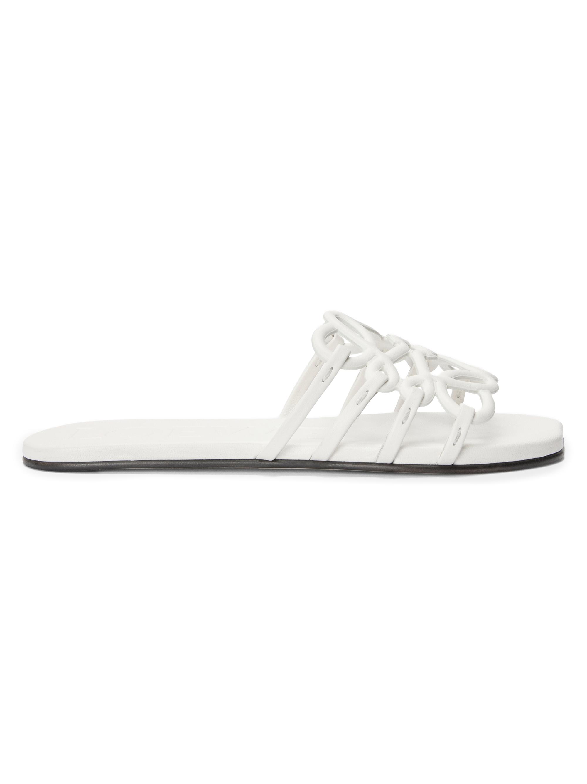 LOEWE Women's  x Paula's Ibiza Petal Anagram Leather Slides - Anthurium White  Sandals
