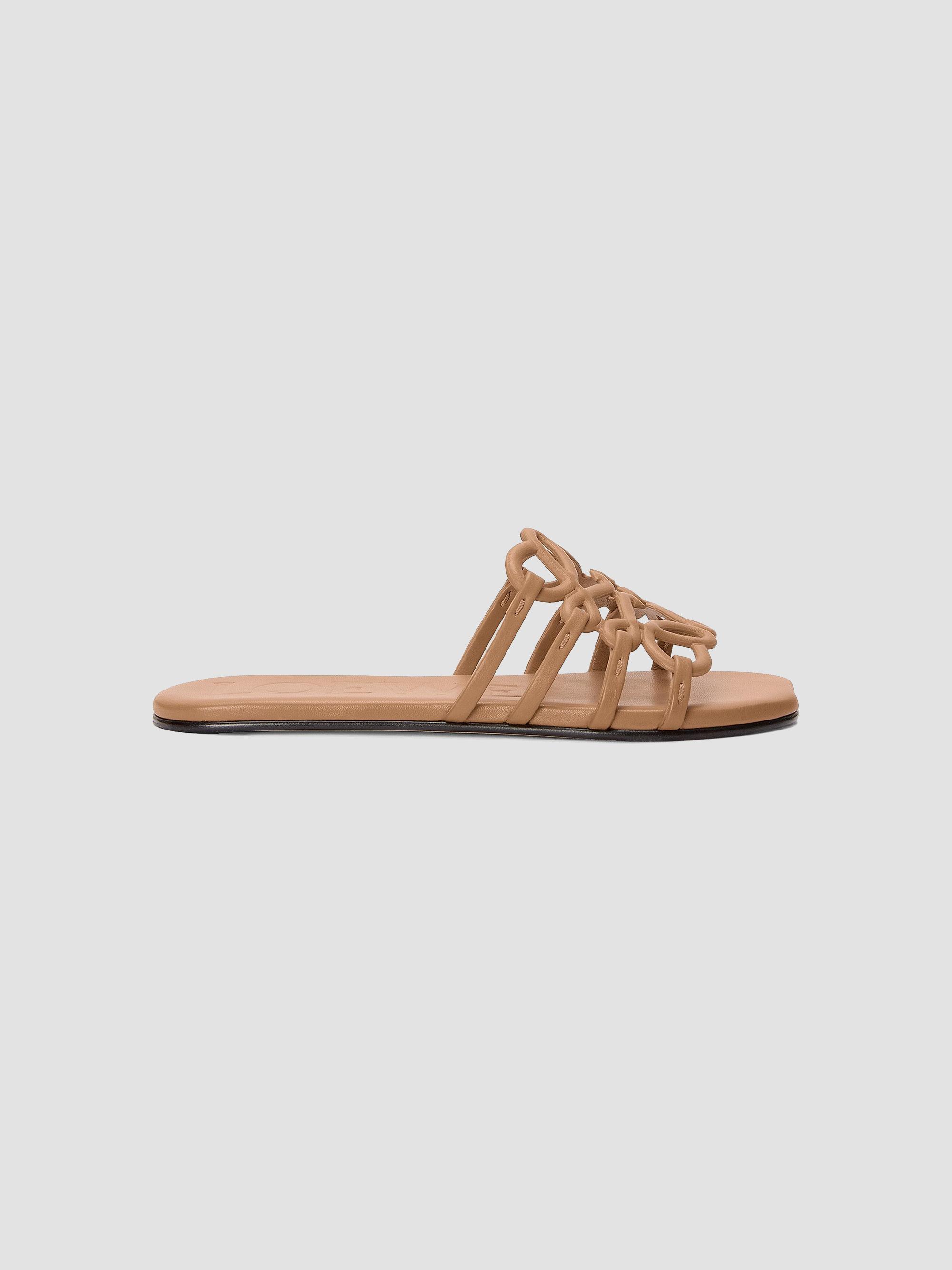 LOEWE Women's  x Paula's Ibiza Petal Anagram Leather Slides - Camel  Sandals | Thumbnail 6