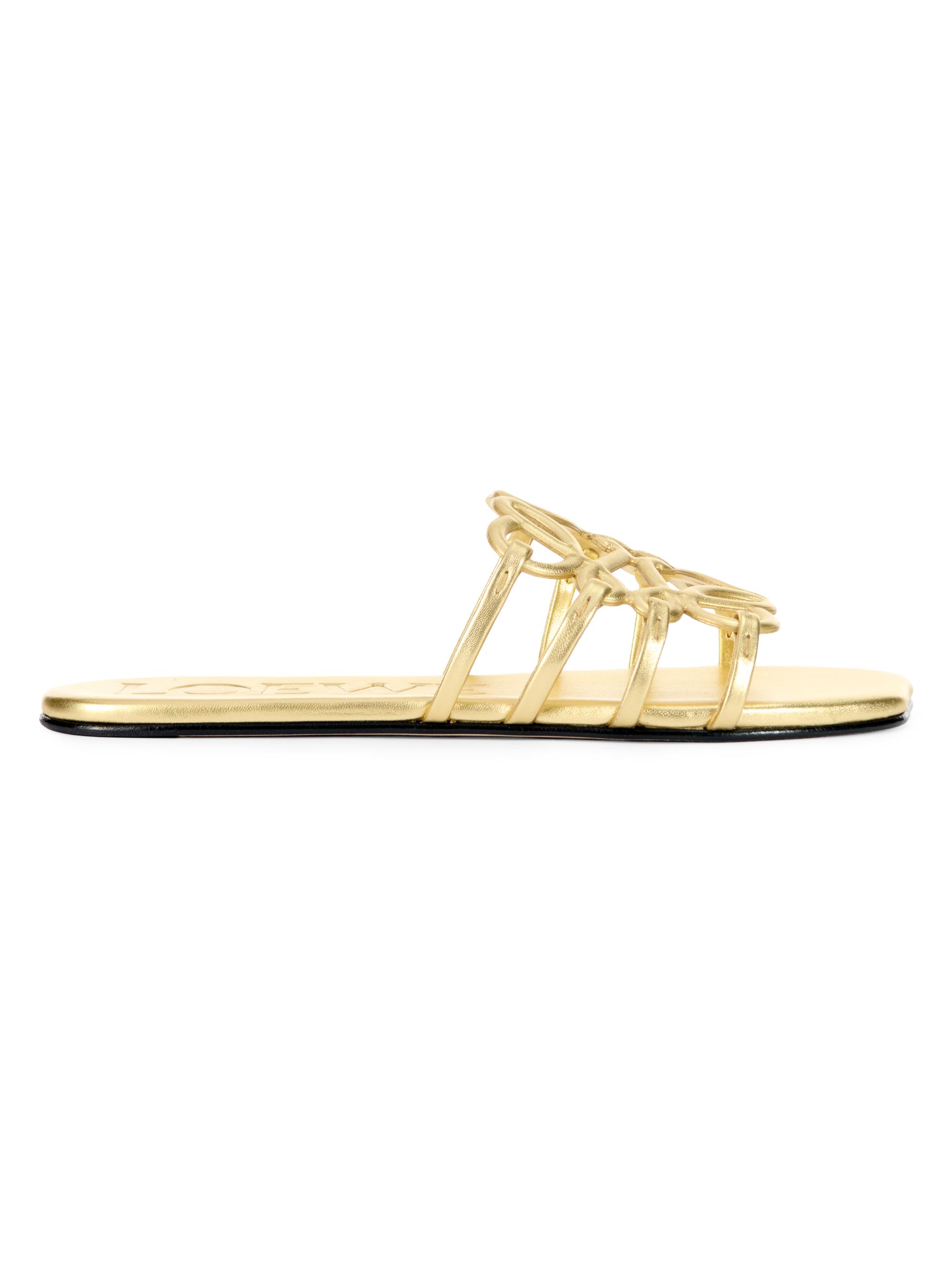 LOEWE Women's  x Paula's Ibiza Petal Anagram Leather Flat Sandals - Gold