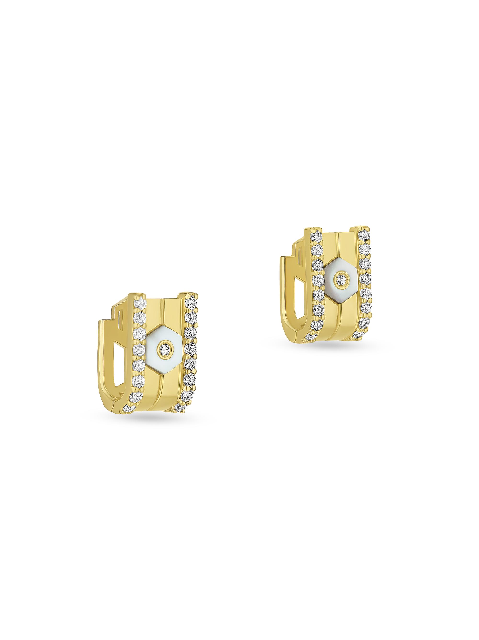 Miseno Women's Baia 18K Yellow Gold, 0.73 TCW Diamond & Mother-Of-Pearl Hoop Earrings - Yellow Gold