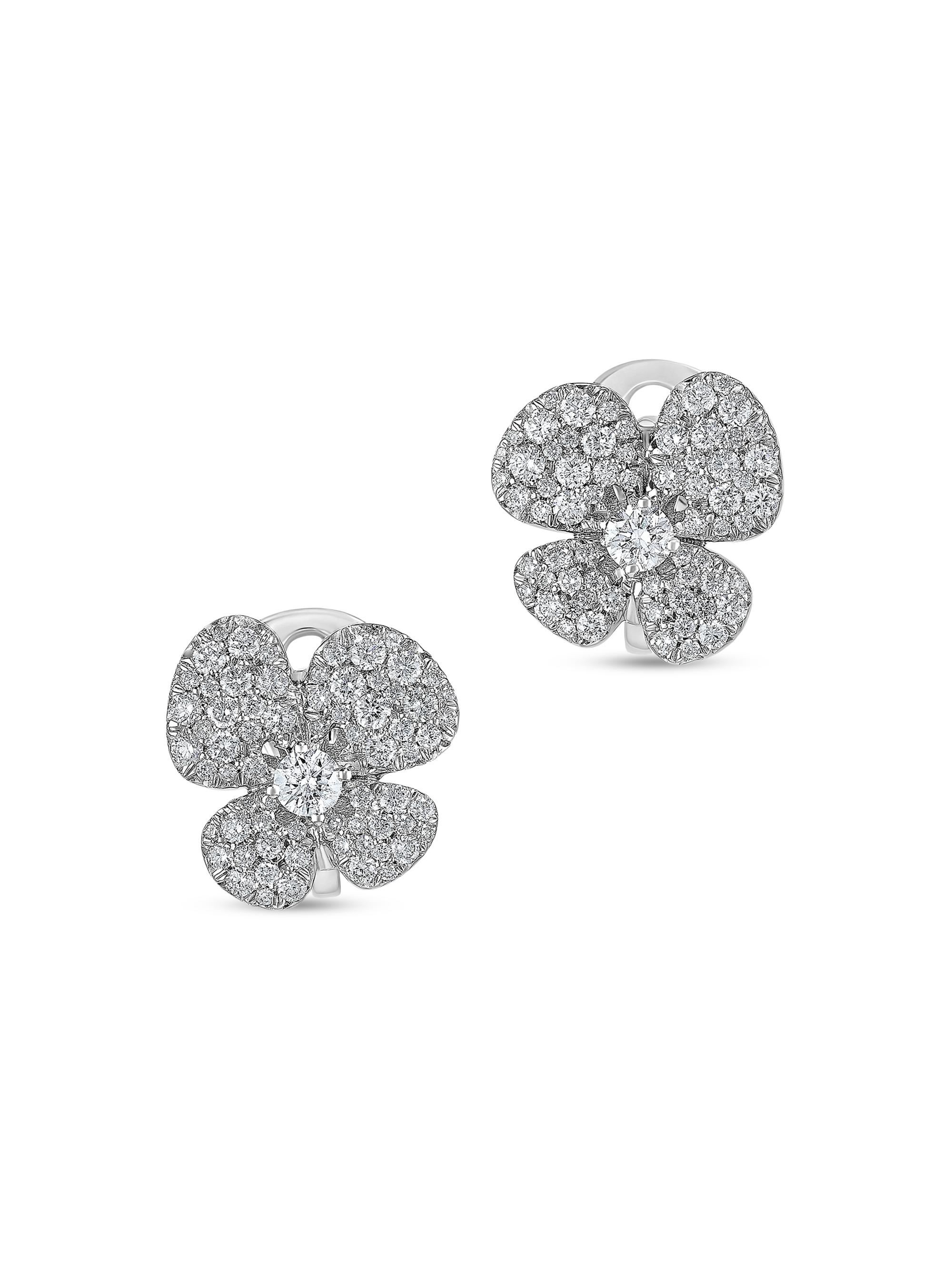 Miseno Women's Ischia 18K White Gold & 1.54 TCW Diamond Flower Stud Earrings - White Gold