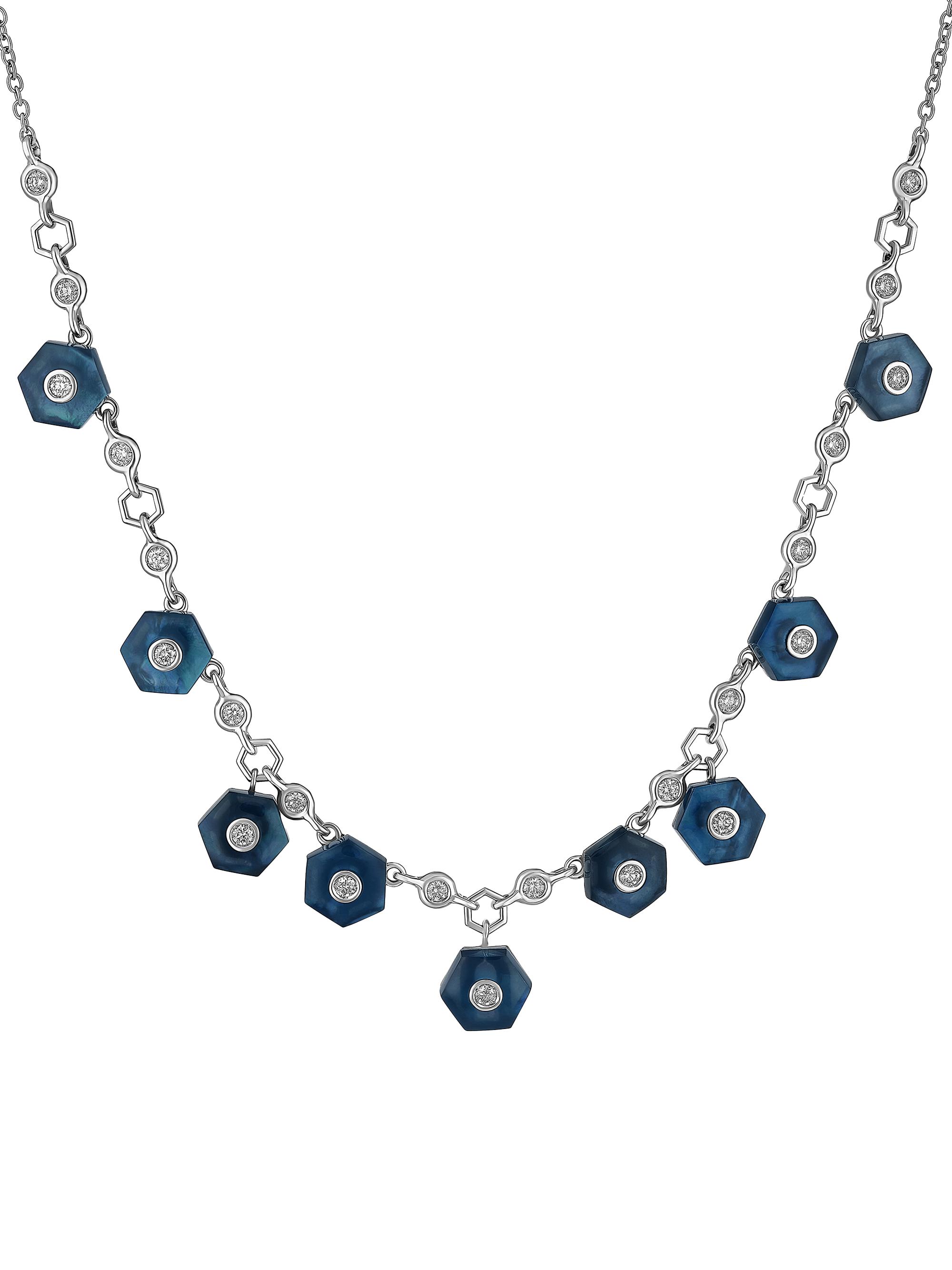 Miseno Women's Baia 18K White Gold, 0.65 TCW Diamond & London Blue Topaz Charm Necklace - White Gold