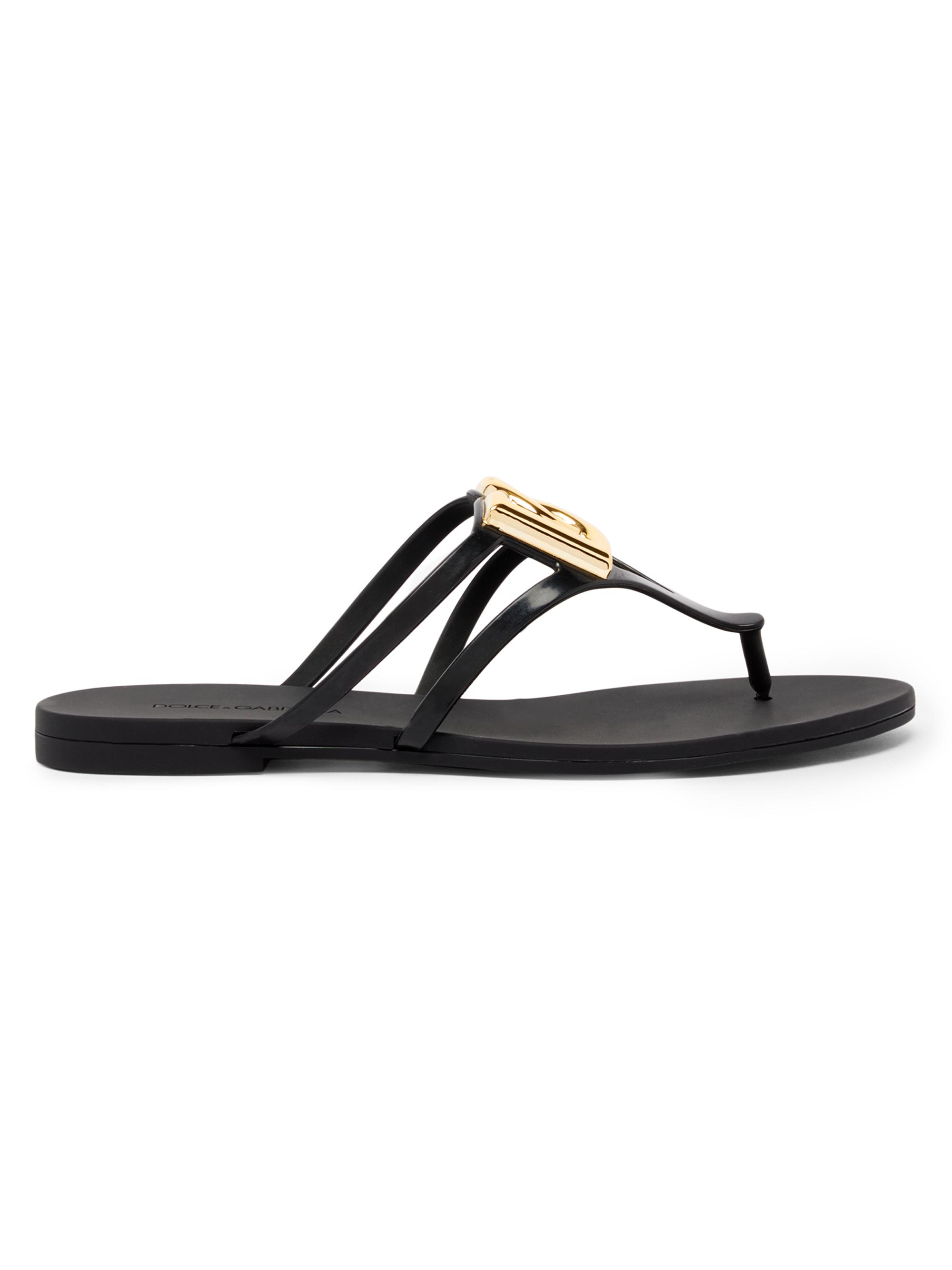 Dolce & Gabbana Women's Logo Jelly Sandals - Nero Oro