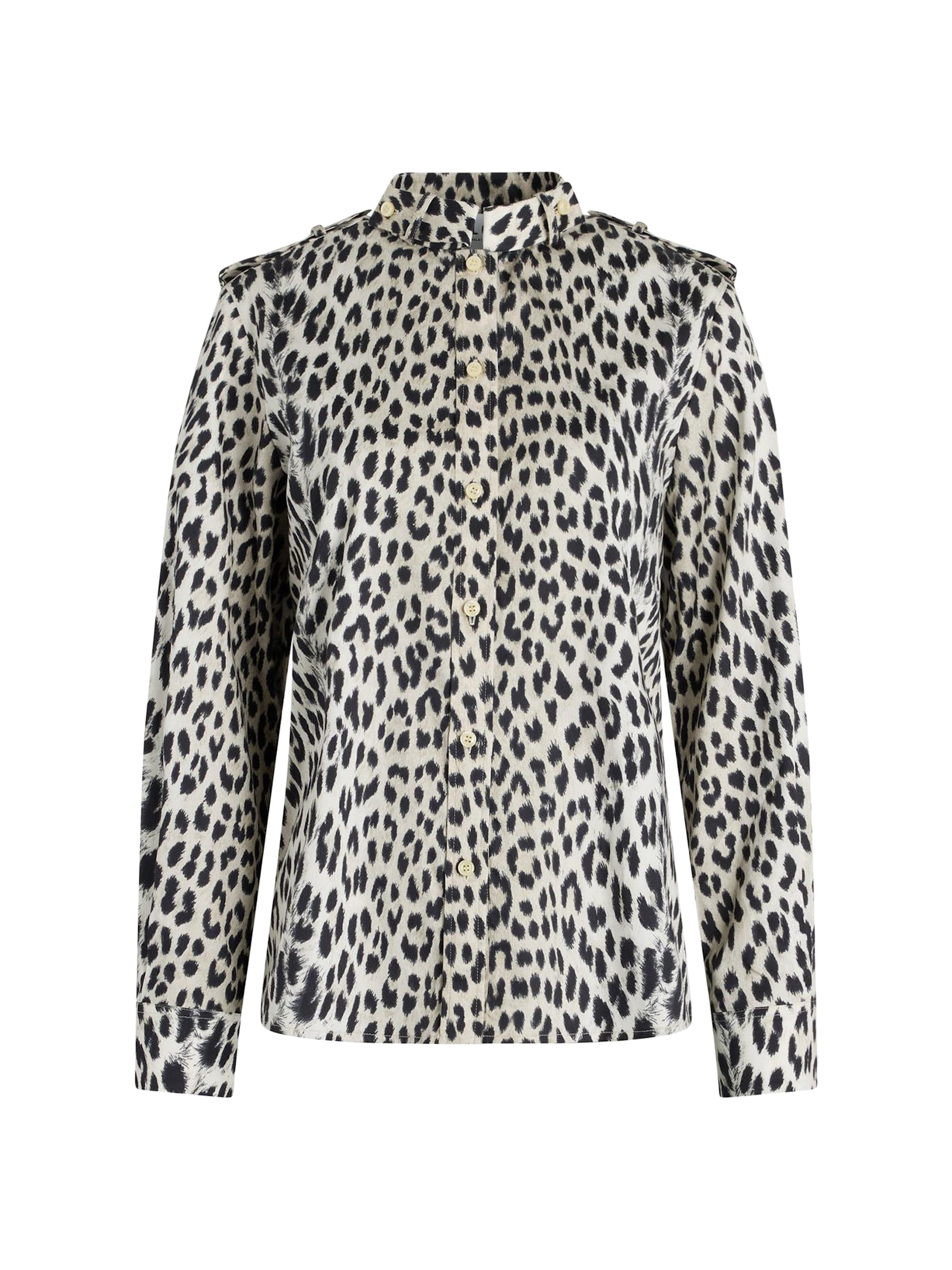 Callas Milano Women's Mika Band-Collar Shirt in Cheetah Print - Natural