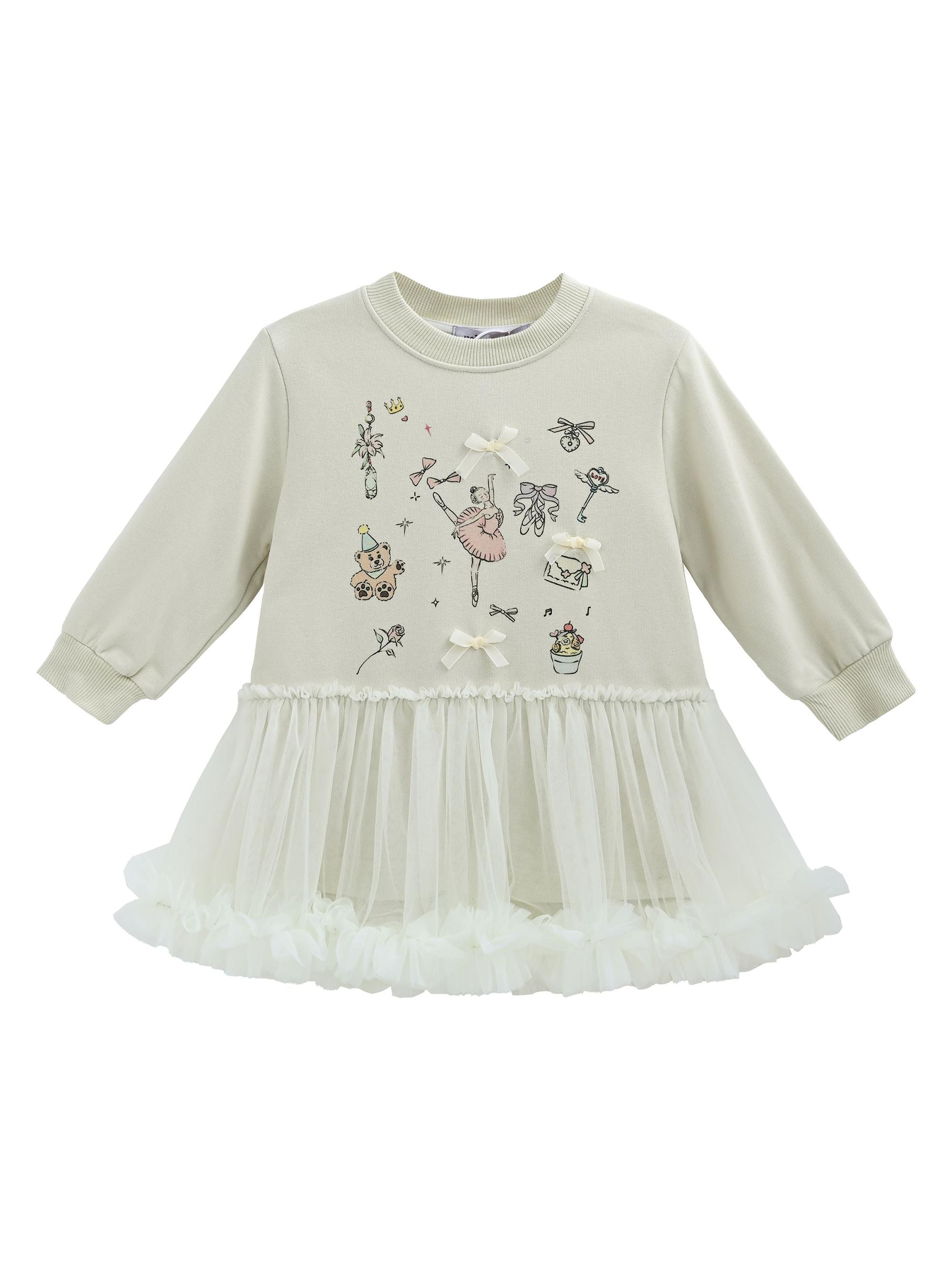 Mimi Tutu Little Girl's Ballet Ruffle Bow Dress - Mist