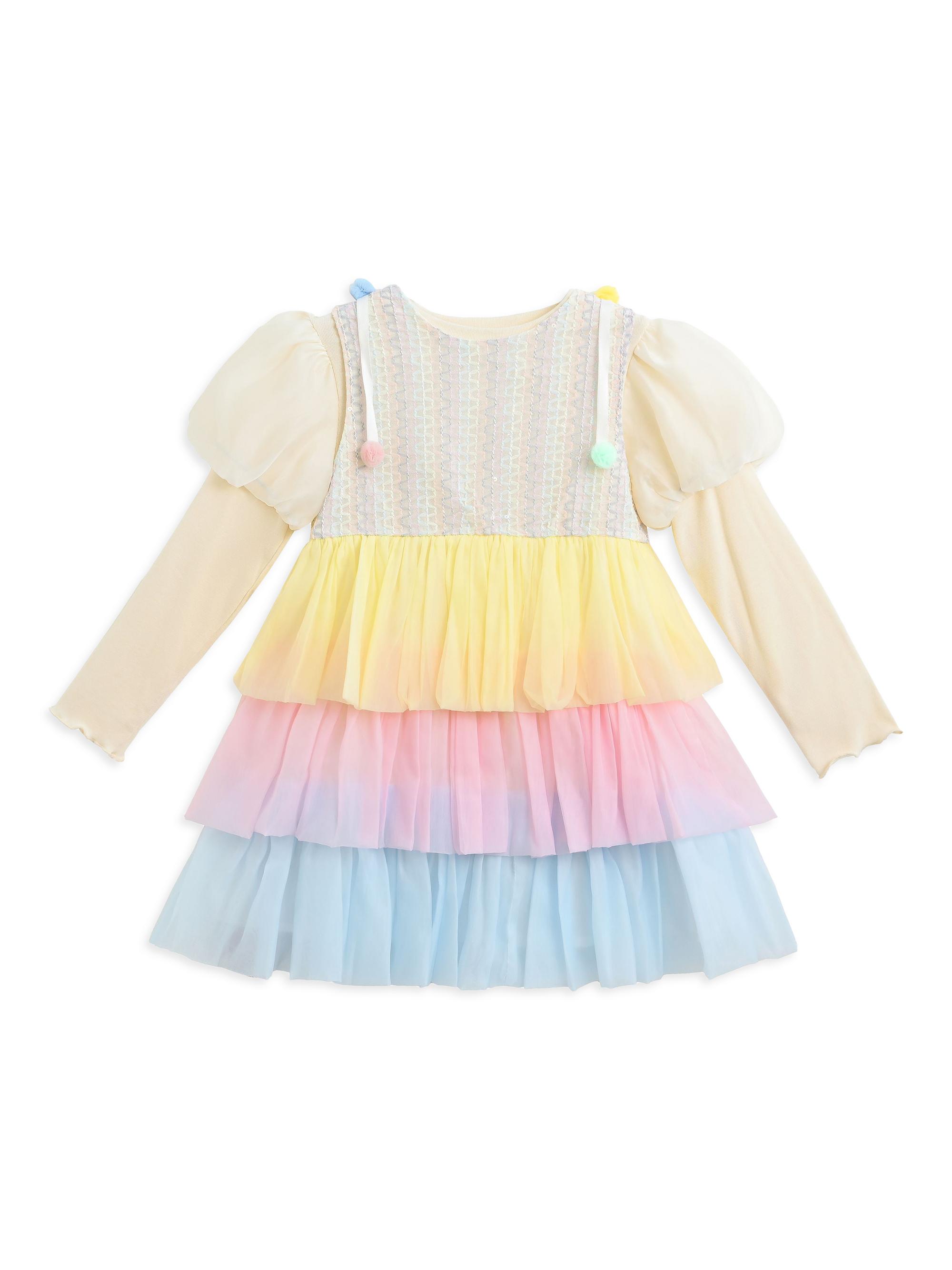 Mimi Tutu Little Girl's Pastel Pom-Pom Tulle Dress - Multicolored