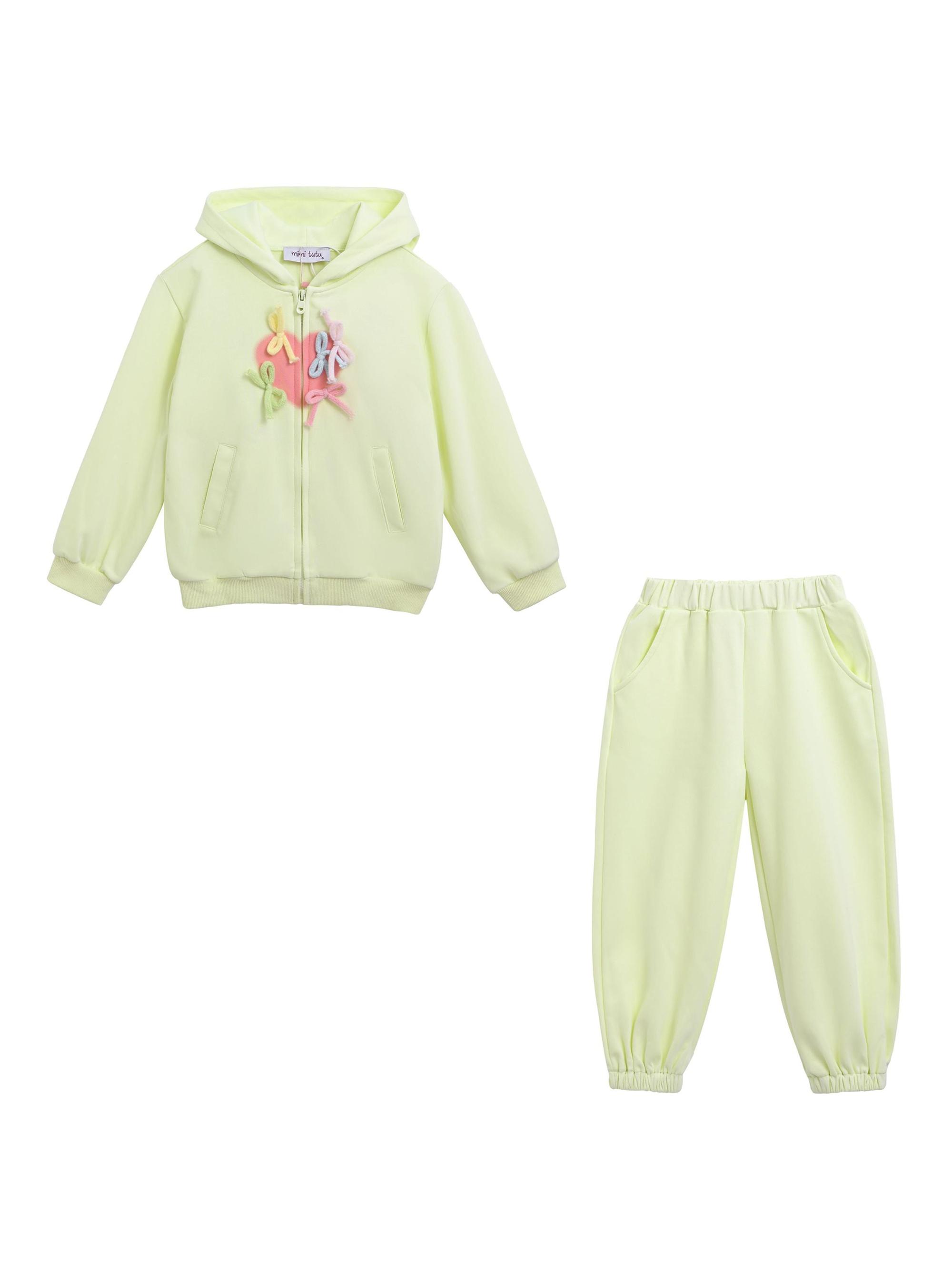 Mimi Tutu Little Girl's Bow Detail Tracksuit Set - Yellow