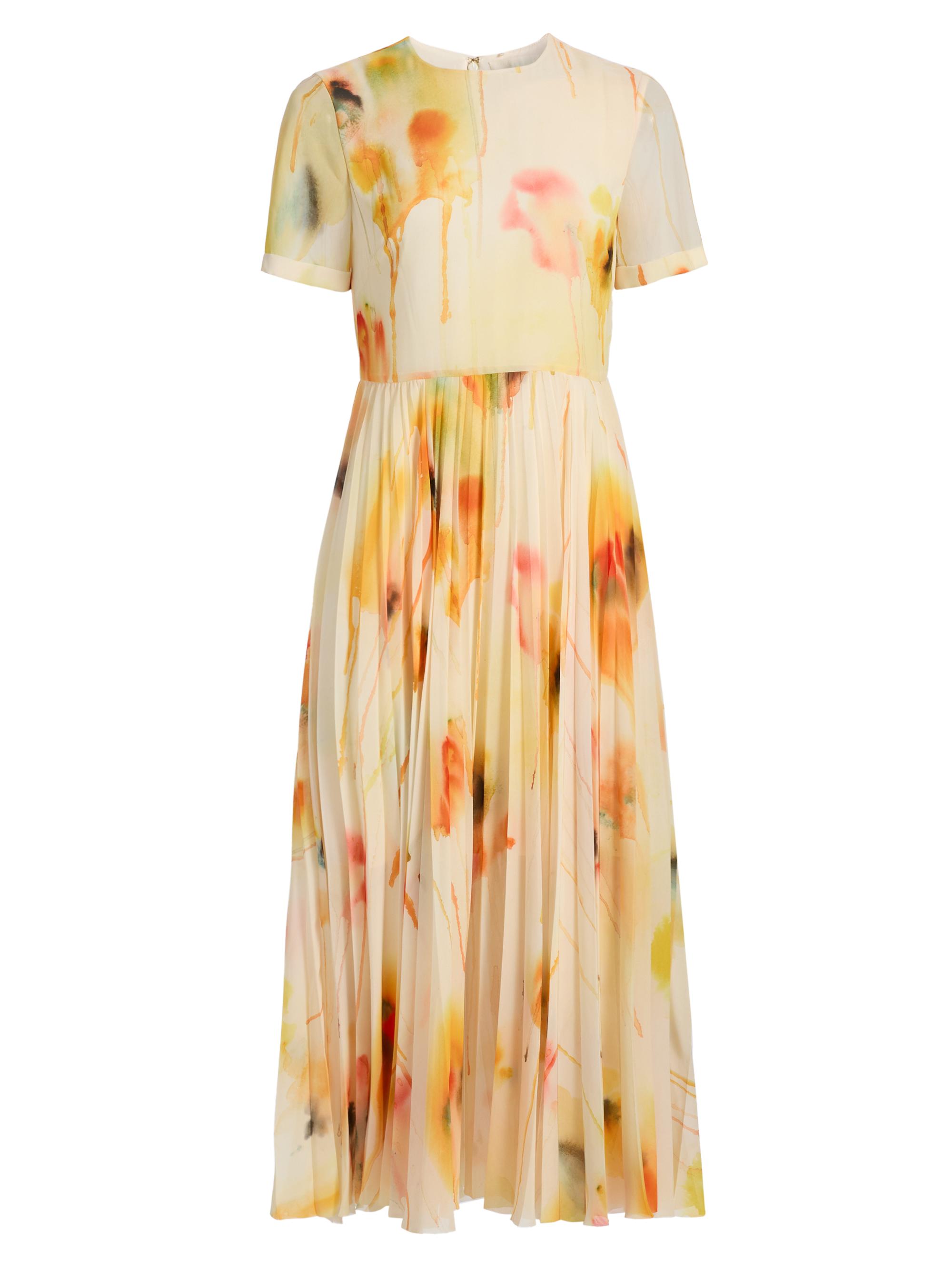 Jason Wu Collection Women's Watercolor Floral Pleated Chiffon Midi-Dress - Limoncello Multi