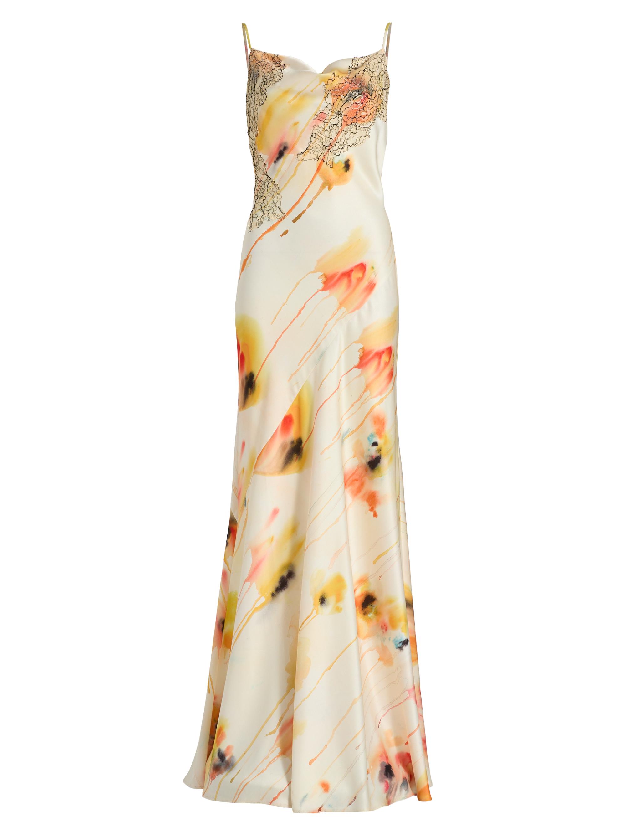 Jason Wu Collection Women's Watercolor Floral Lace-Trim Slip Gown - Limoncello Multi