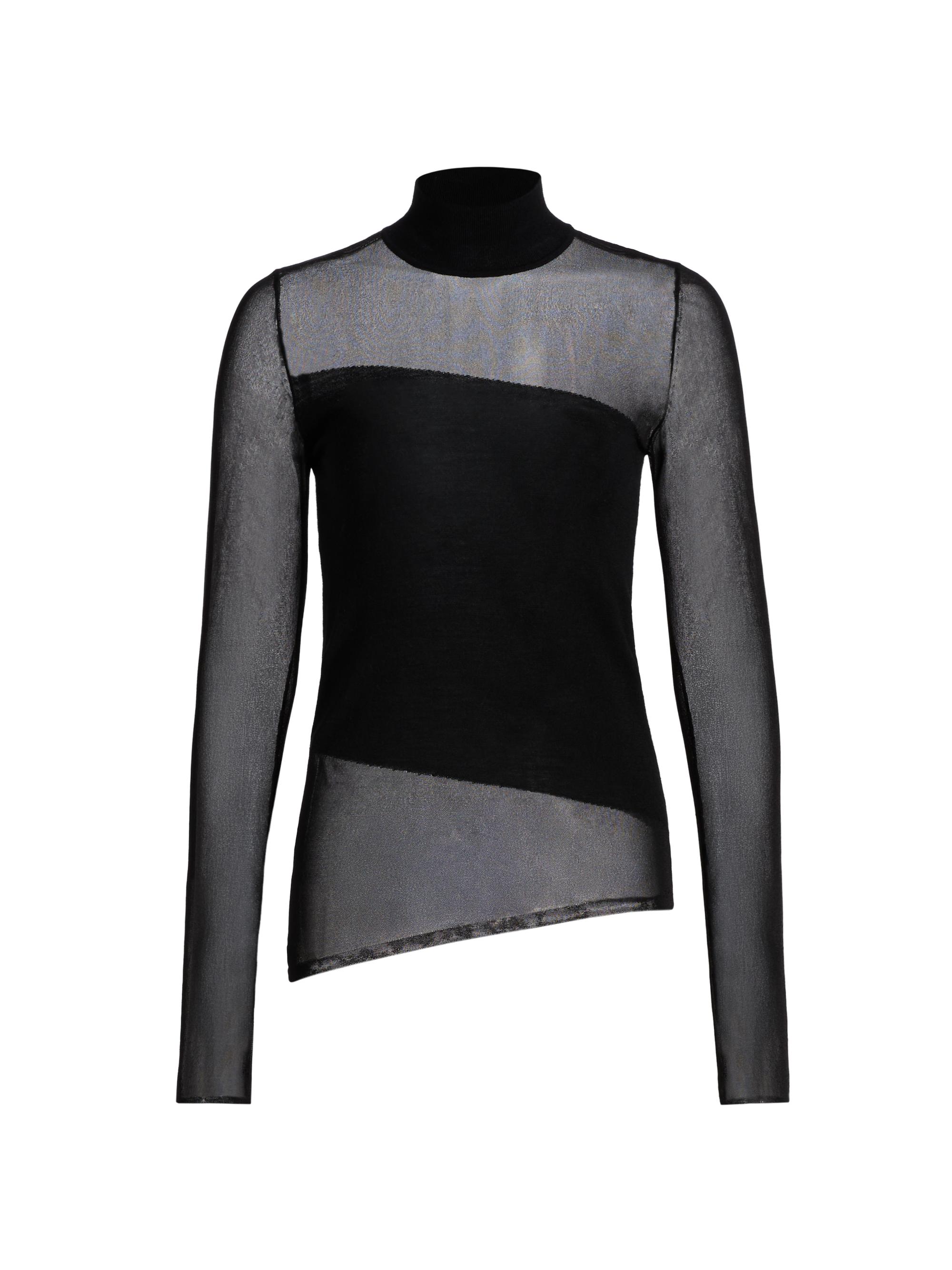 Jason Wu Collection Women's Sheer Merino Wool Asymmetric Top - Black Black