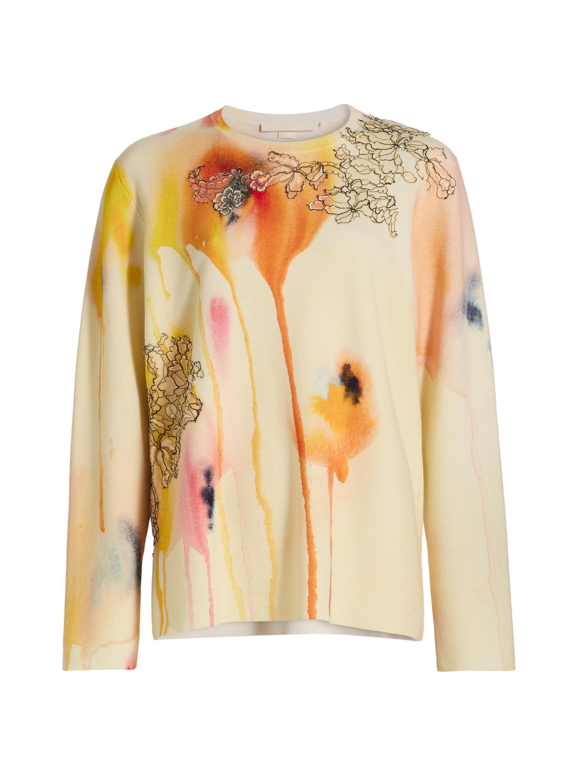 Watercolor Floral Wool Sweater