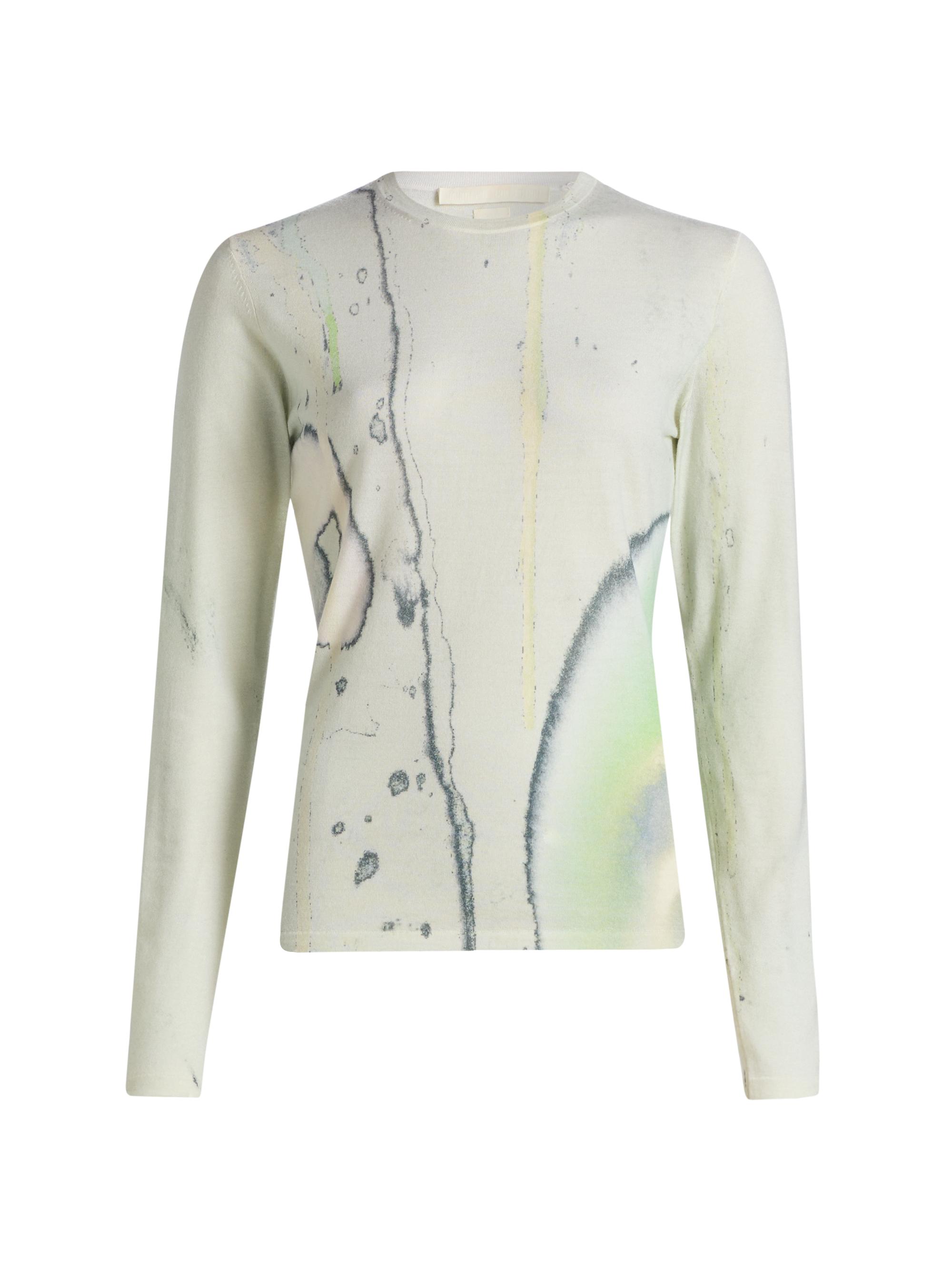Watercolor Floral Merino Wool Slim-Fit Sweater