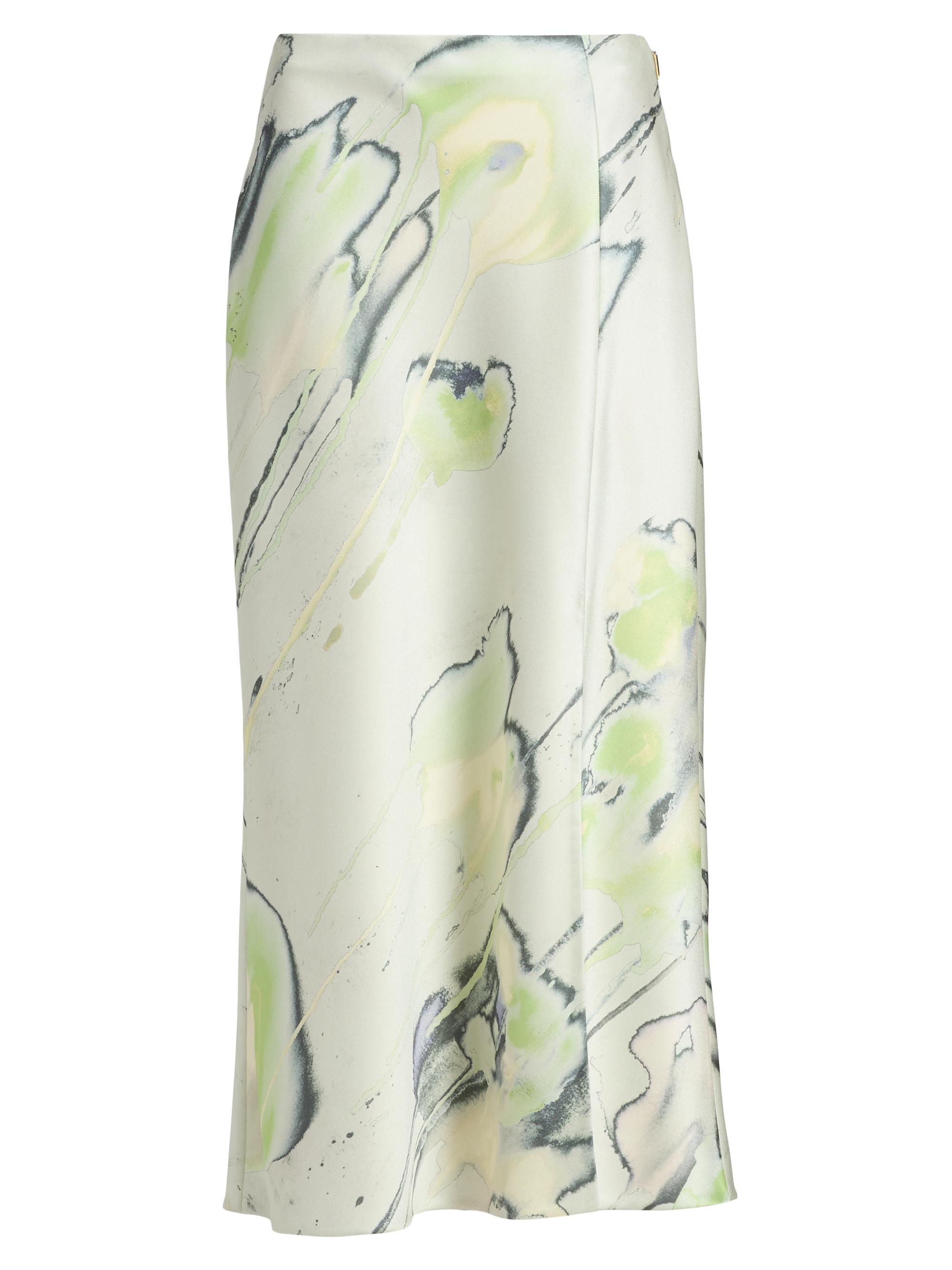 Jason Wu Collection Women's Watercolor Floral Crépe Satin Slip Midi-Skirt - Light Jade Multi
