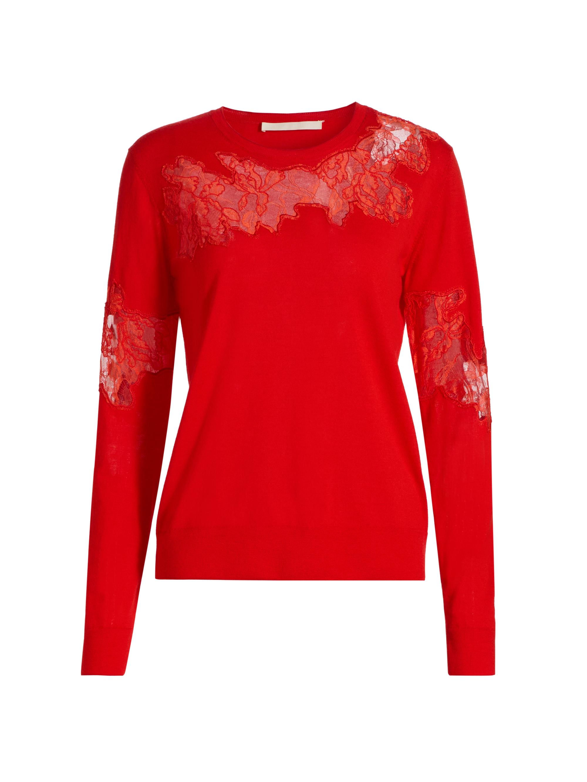 Lace Wool Crewneck Sweater