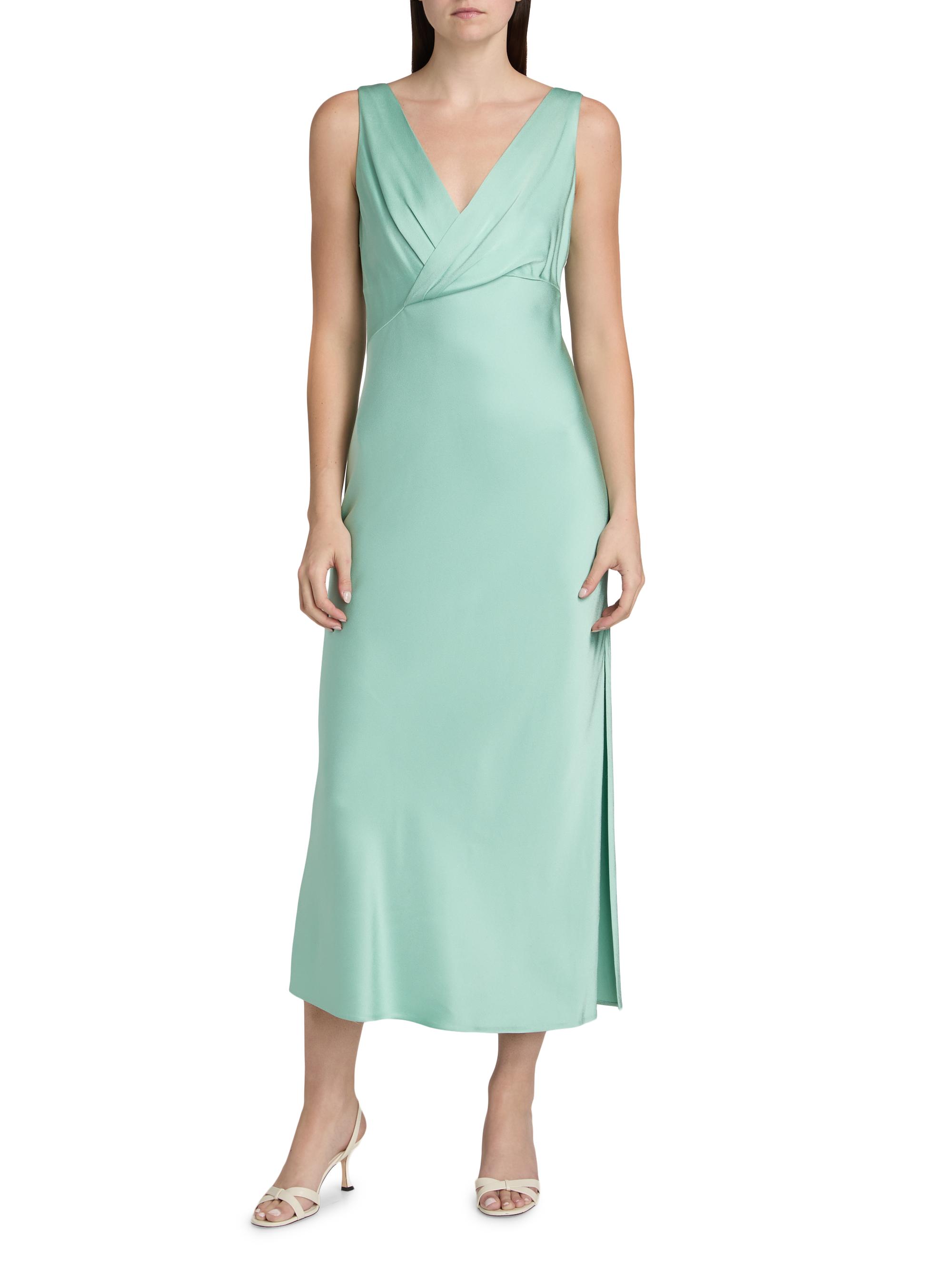 chinese dress ladies Zapaka Women Dusty Rose Maxi Bridesmaid Dress with Sleeves V-Neck A Line Ruched Wedding Guest Dress, Dusty Rose / US2 main image 0