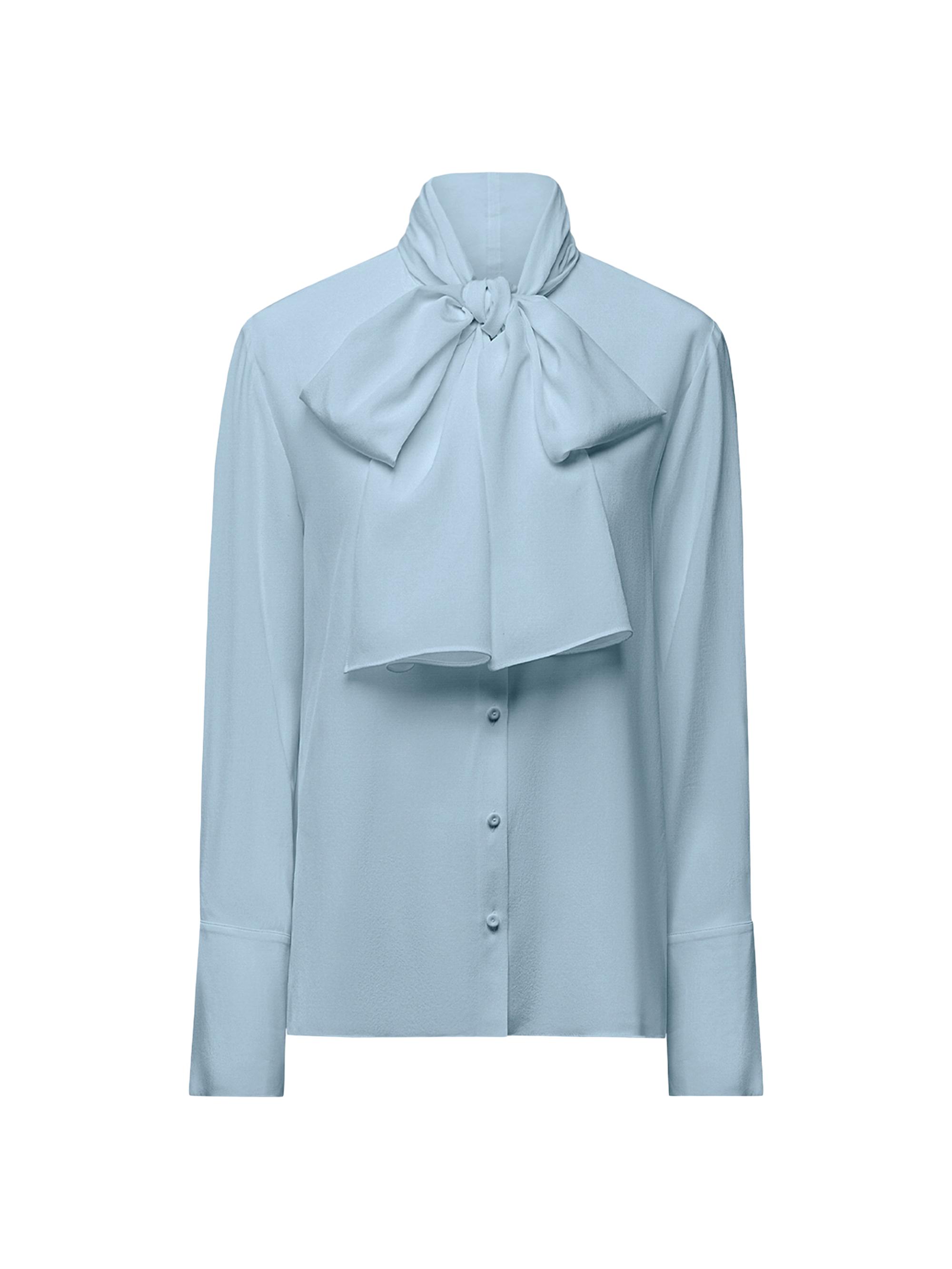 Another Tomorrow Women's Signature Bow Blouse - Dark Mist