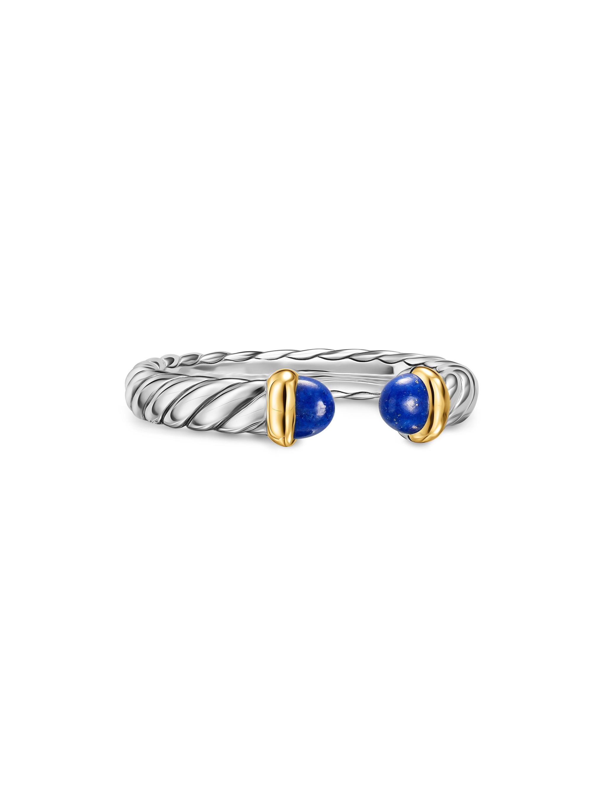 David Yurman Women's Petite Cable Open Ring in Sterling Silver - Lapis Lazuli