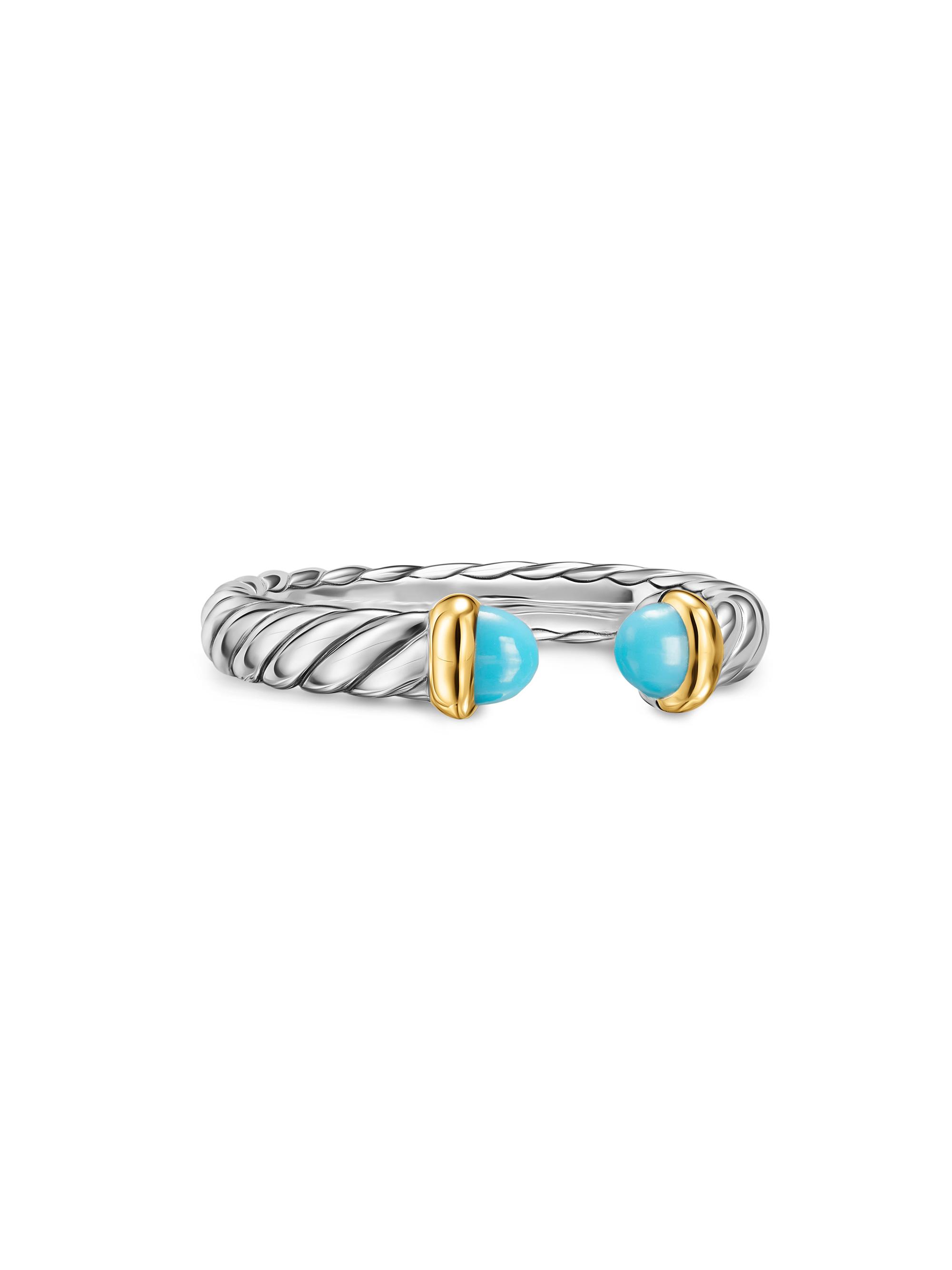 David Yurman Women's Petite Cable Open Ring in Sterling Silver - Reconstituted Turquoise