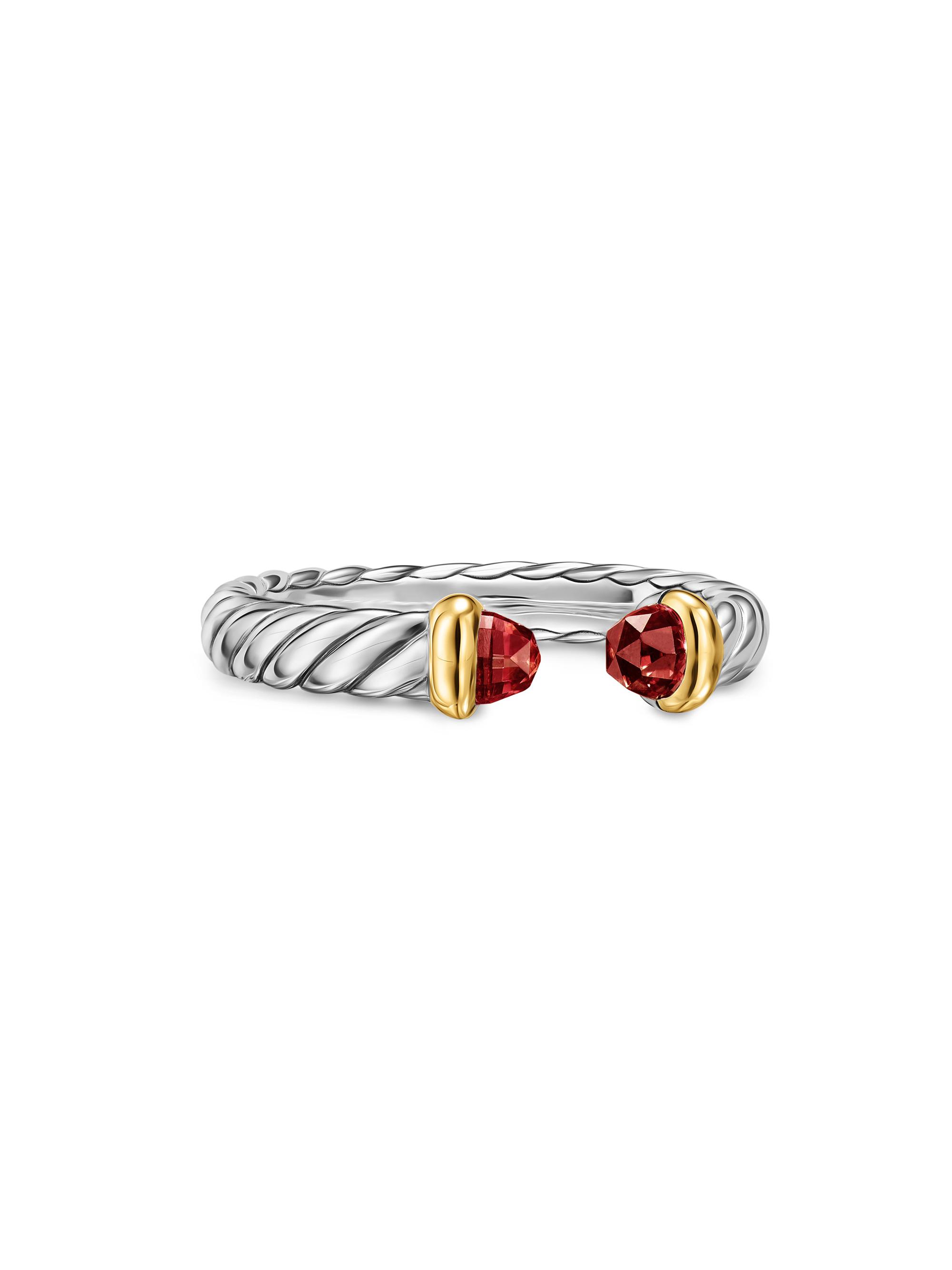David Yurman Women's Petite Cable Open Ring in Sterling Silver - Rhodolite Garnet
