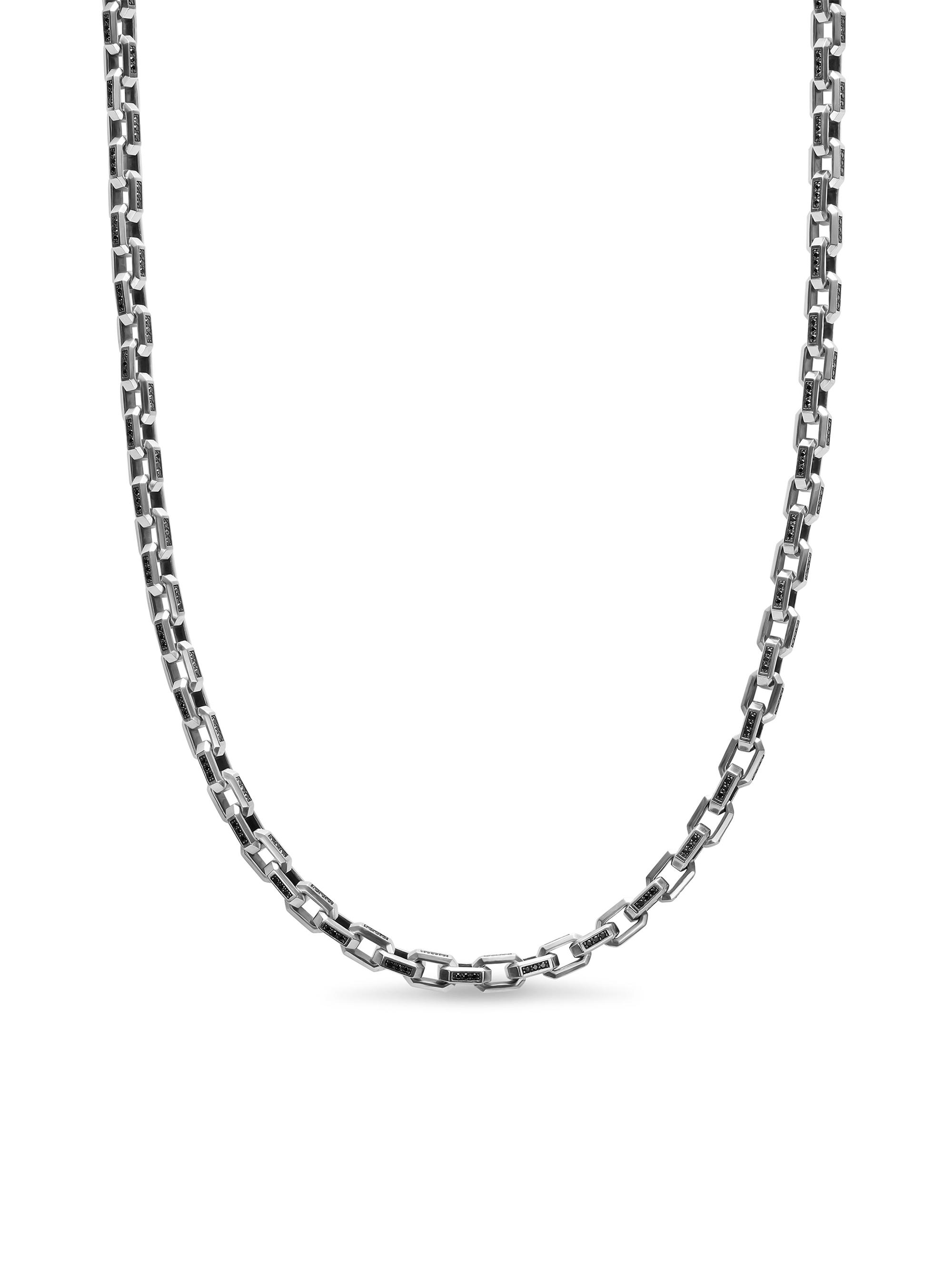 David Yurman Men's Streamline Link Necklace in Sterling Silver - Black Diamond