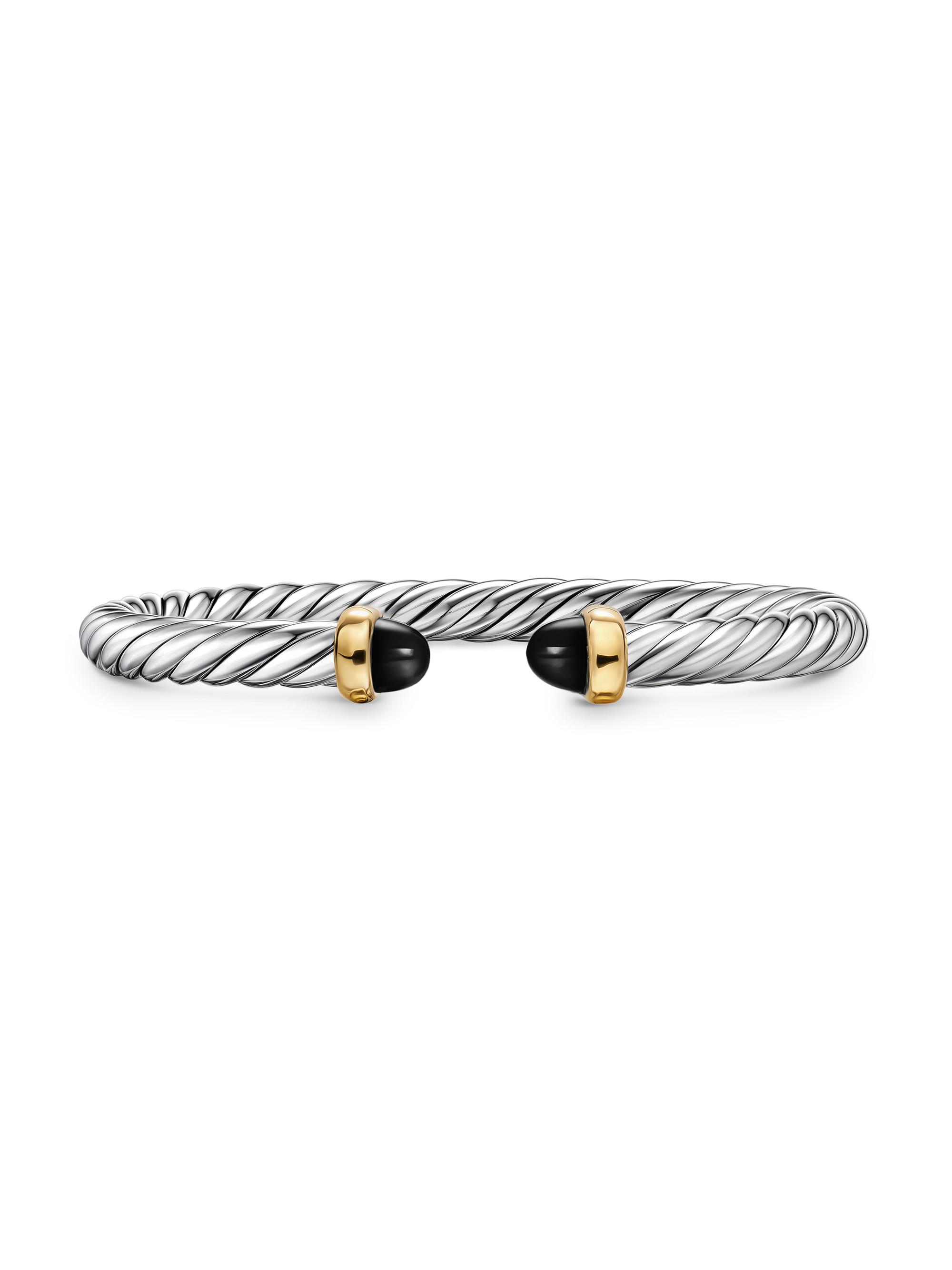 David Yurman Women's Cable Flex Bracelet in Sterling Silver - Black Onyx